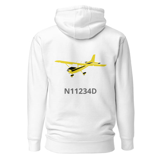 CESSNA 172 retro yellow Back Print with front embroidery CUSTOM N Number Unisex Hoodie - Minimum 2