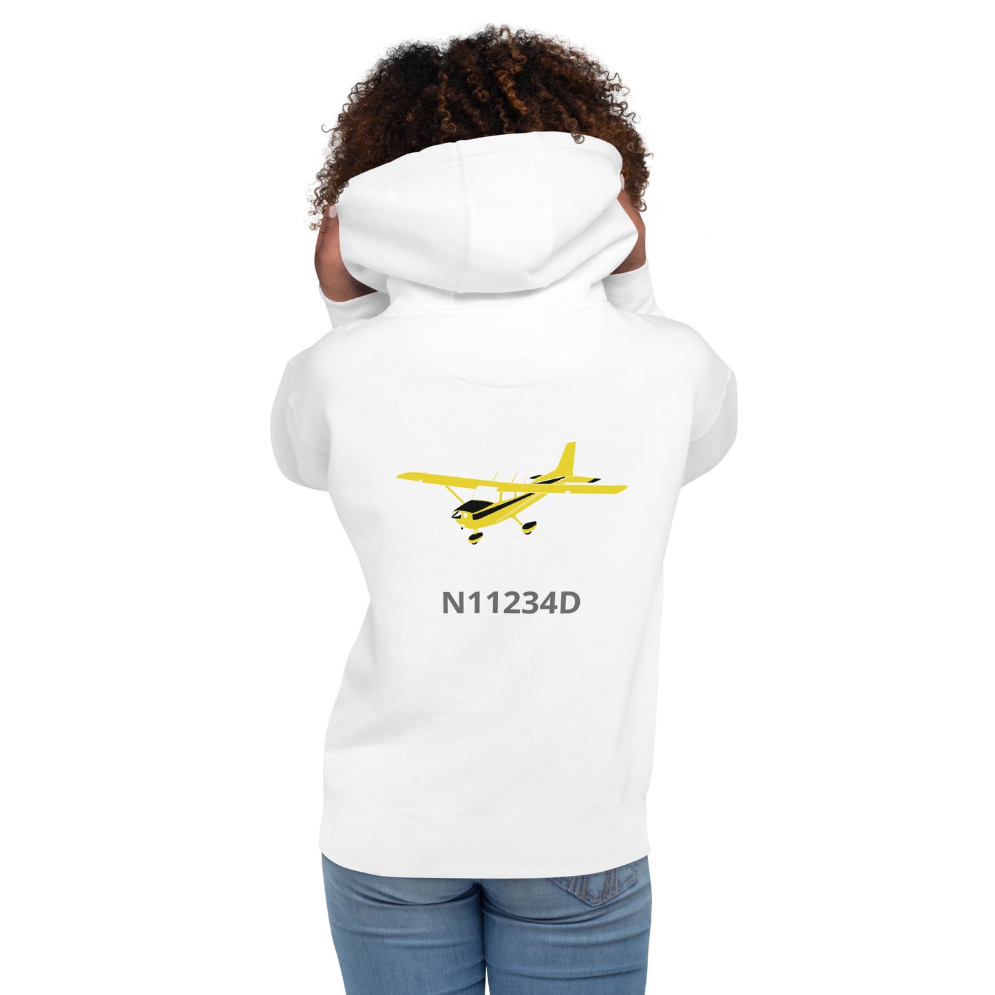 CESSNA 172 retro yellow Back Print with front embroidery CUSTOM N Number Unisex Hoodie