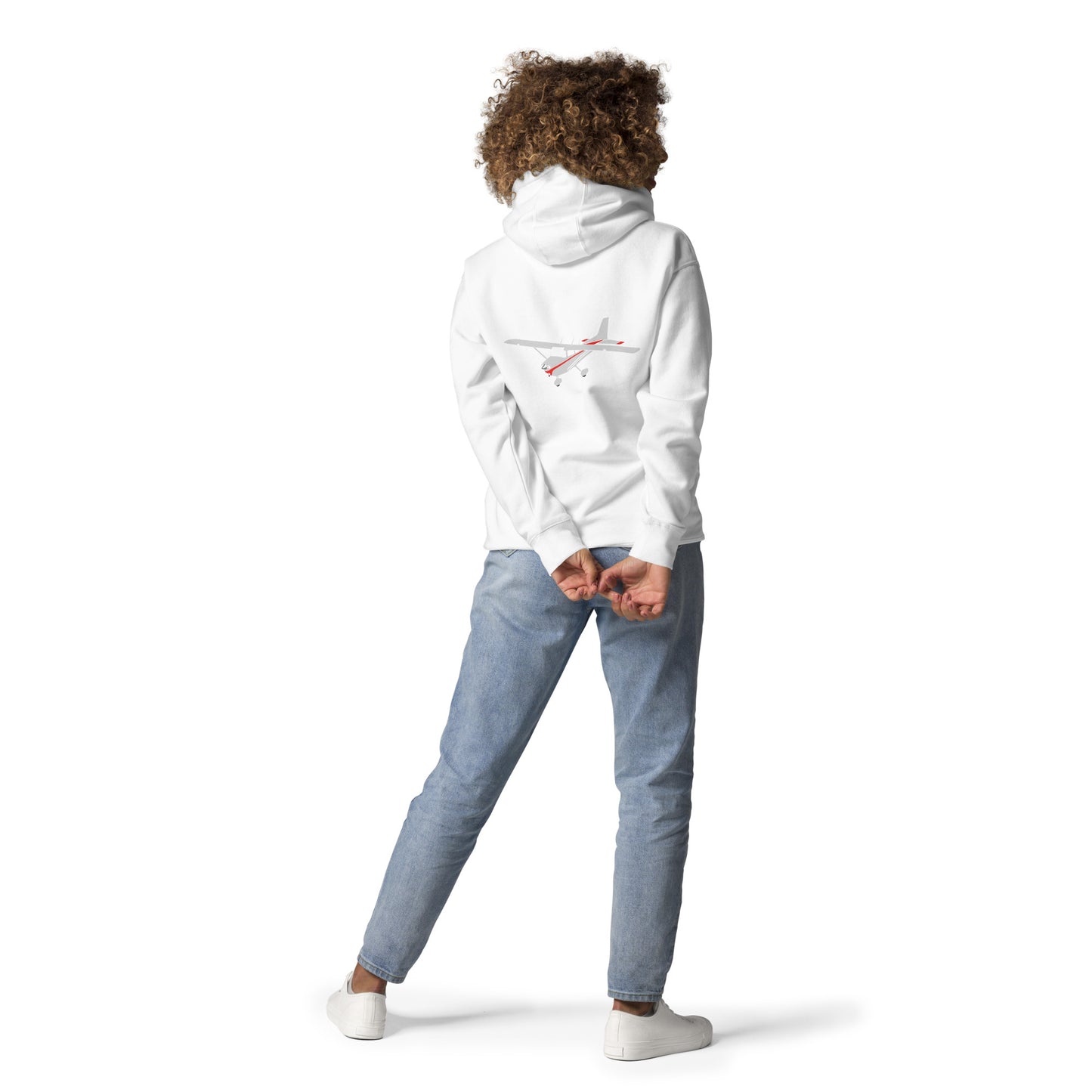 CESSNA 172 polished grey - red Back Print with front embroidery CUSTOM N Number Unisex Hoodie.