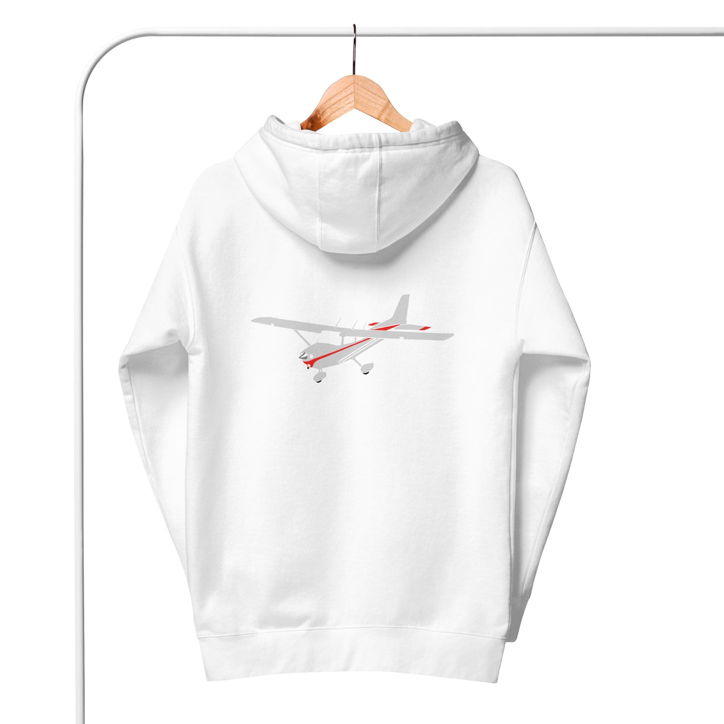 CESSNA 172 polished grey - red Back Print with front embroidery CUSTOM N Number Unisex Hoodie.