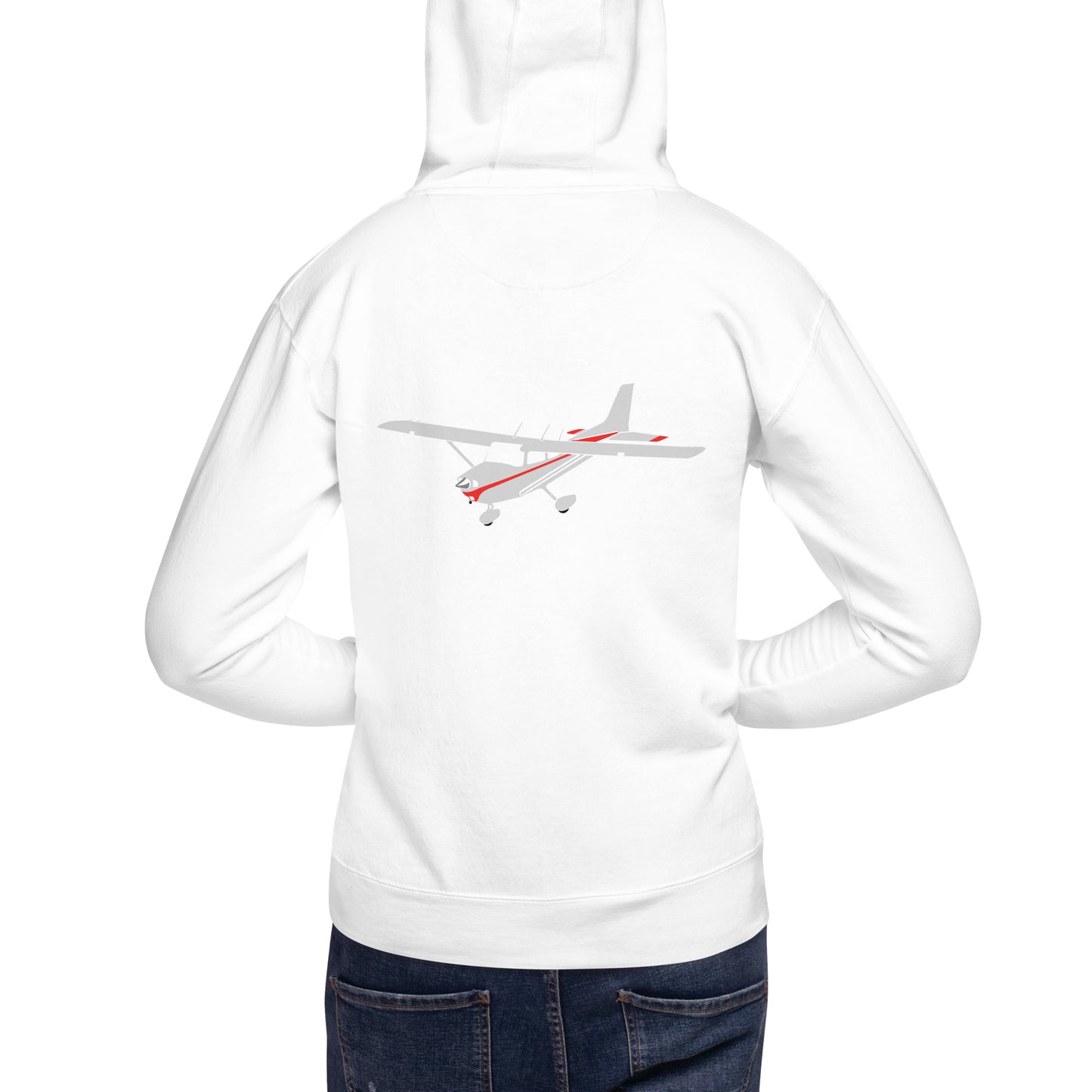 CESSNA 172 polished grey - red Back Print with front embroidery CUSTOM N Number Unisex Hoodie.