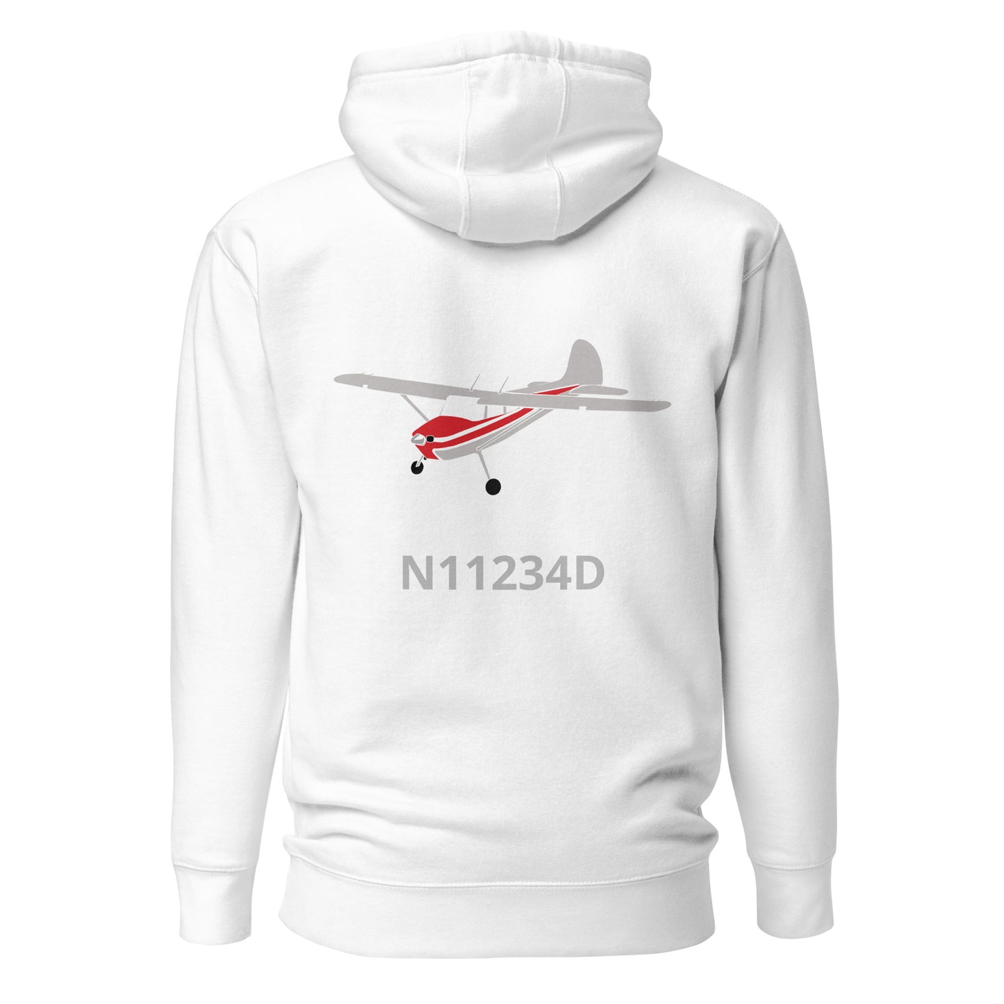 CESSNA 170 polished grey - red Back Print with front embroidery CUSTOM N Number Unisex  Hoodie.