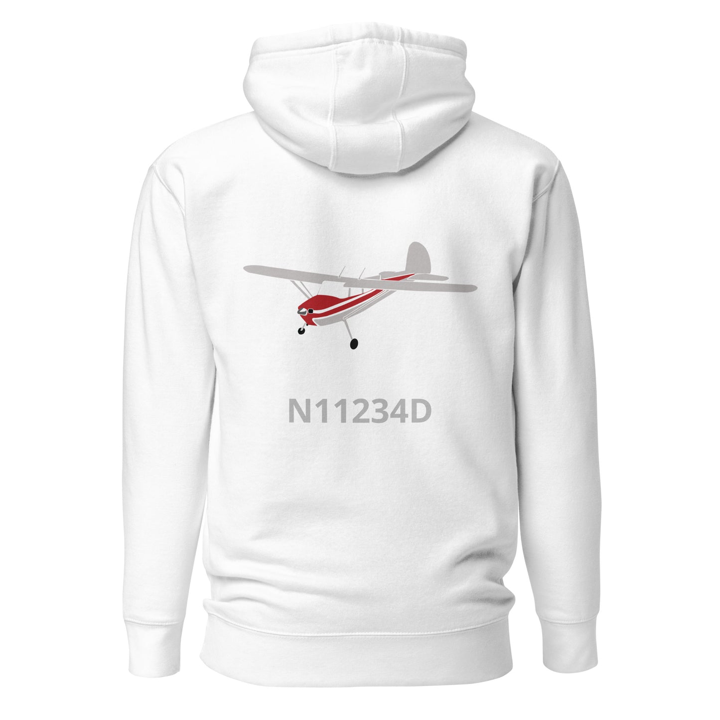 CESSNA 140 polished grey-red Back Print with front embroidery CUSTOM N Number Unisex Hoodie