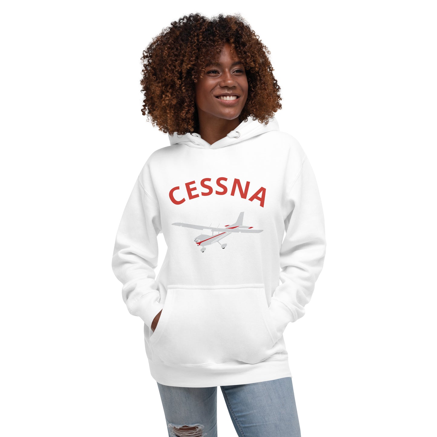 CESSNA 172 polished grey - red printed cozy fleece aviation Unisex Hoodie