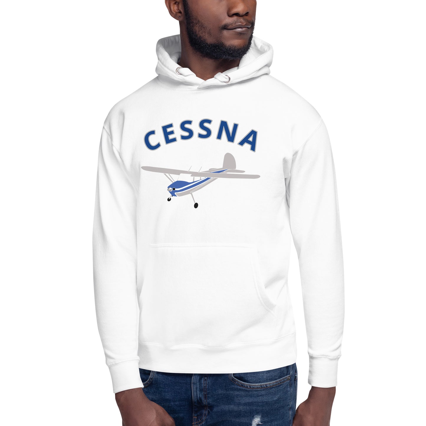 CESSNA 140 Polished-blue trim aircraft Cozy aviation Unisex Hoodie