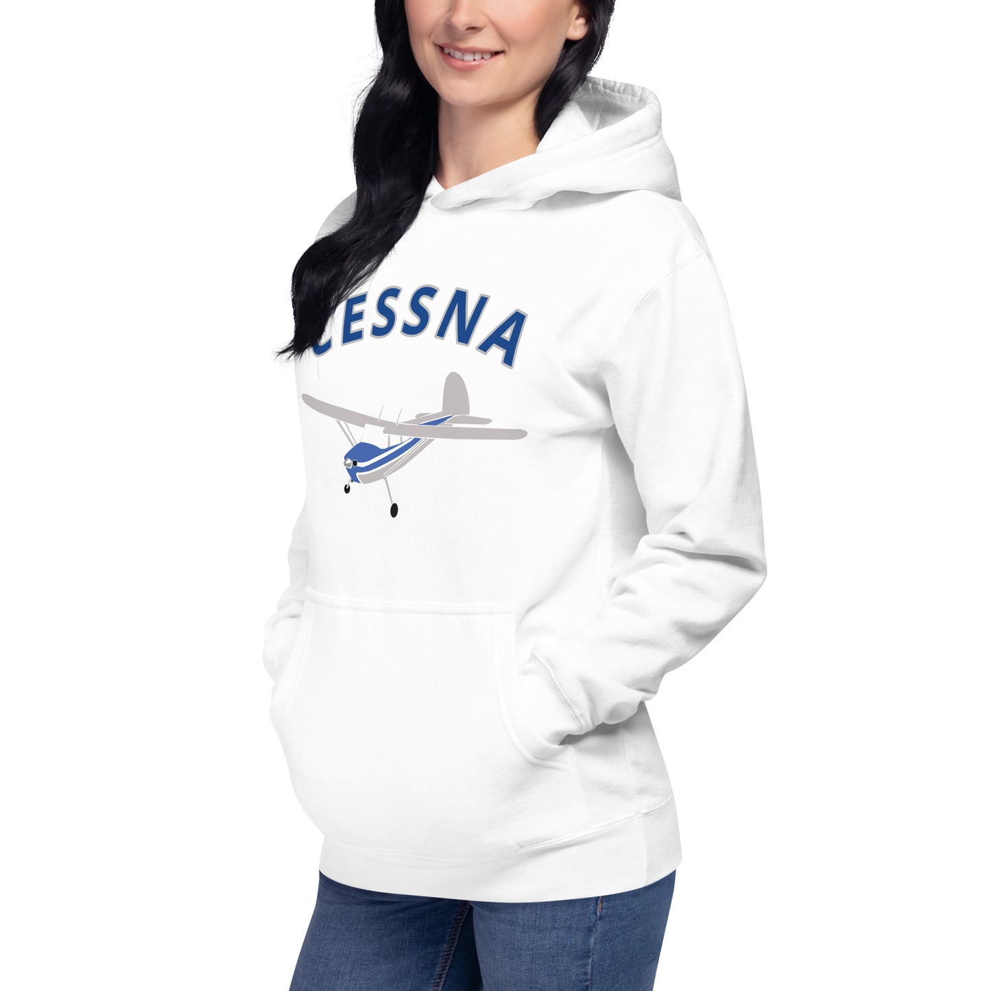 CESSNA 140 Polished-blue trim aircraft Cozy aviation Unisex Hoodie