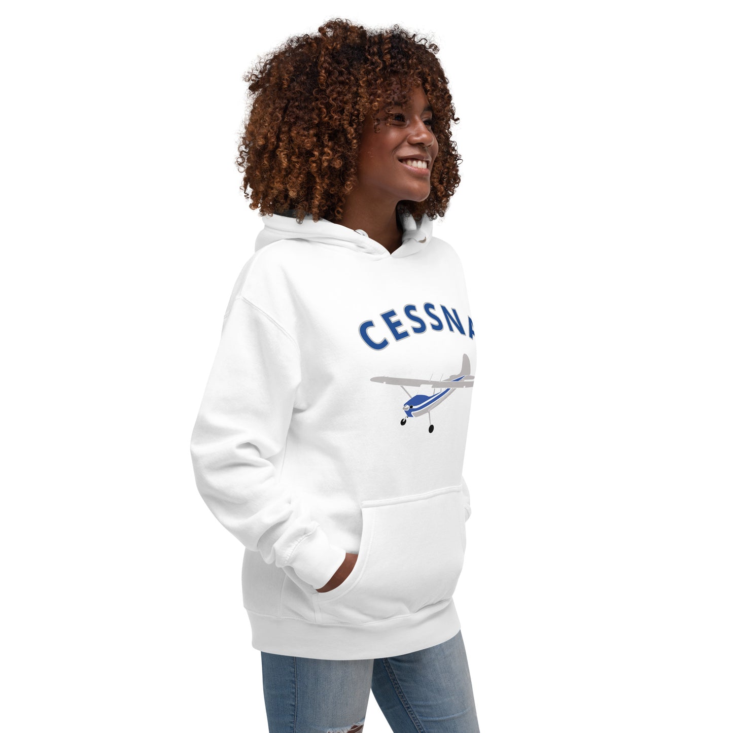 CESSNA 170 polished grey - blue airplane cozy unisex Hoodie