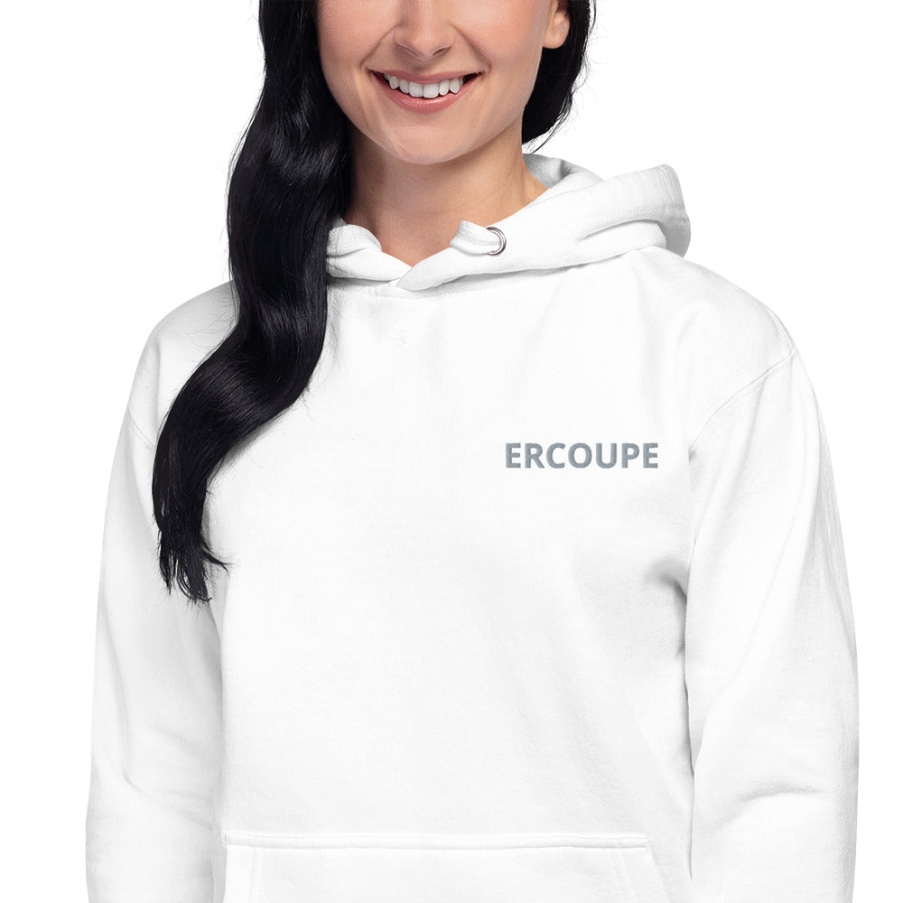 ERCOUPE polished grey - red Back Print with front embroidery CUSTOM N Number Unisex Hoodie