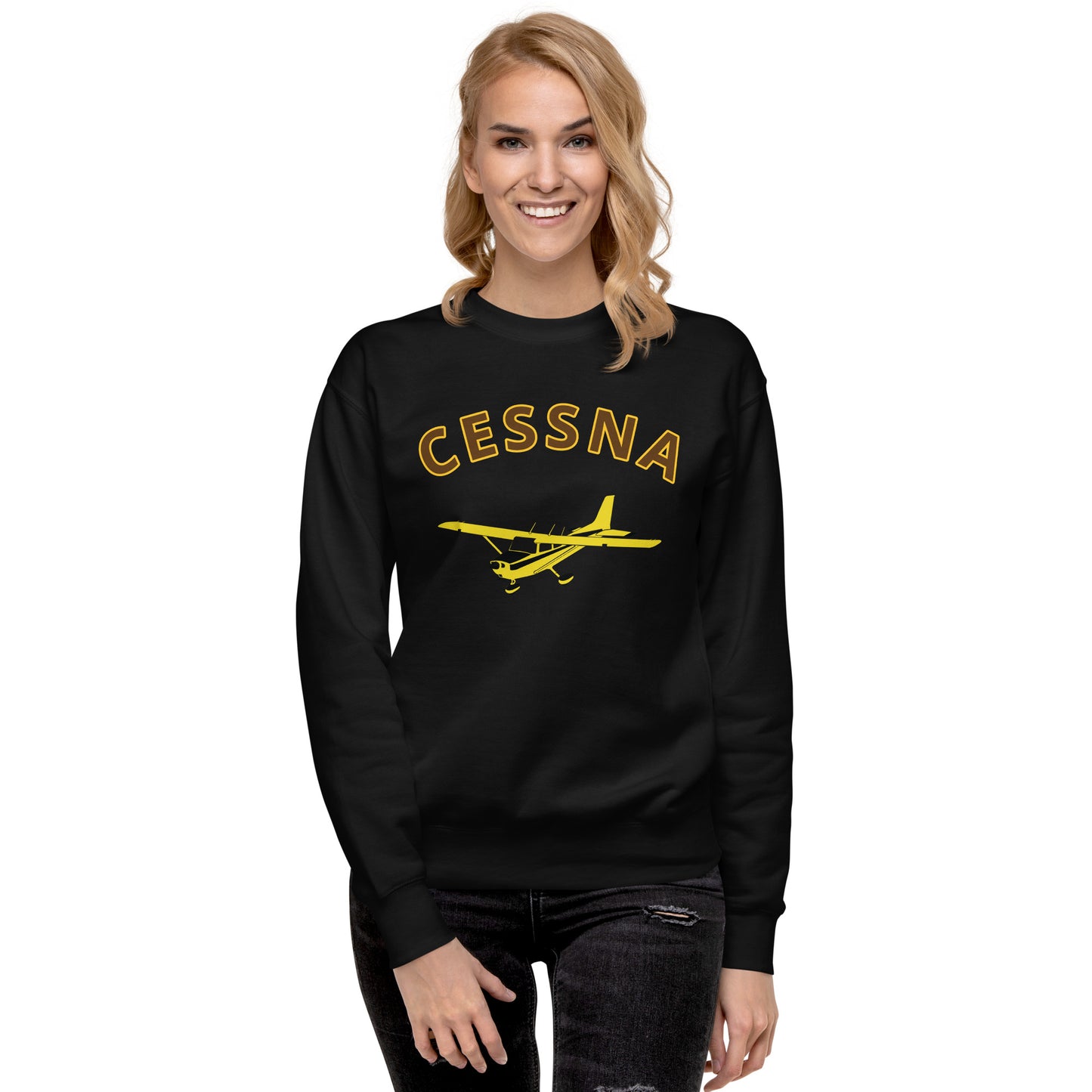 CESSNA 172 Skyhawk retro yellow  Printed Unisex Cozy Fleece Aviation Pullover