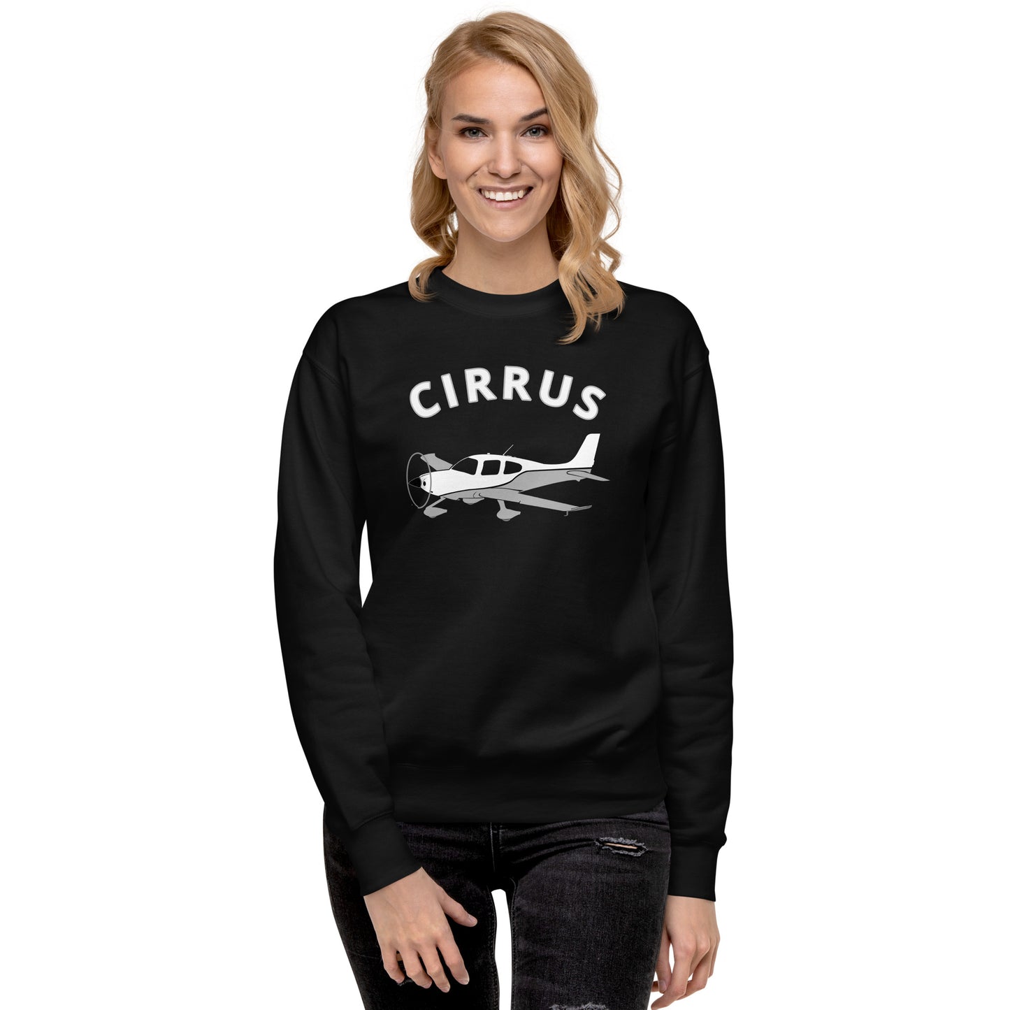 CIRRUS white-grey Printed Unisex Cozy Fleece Aviation Premium Sweatshirt