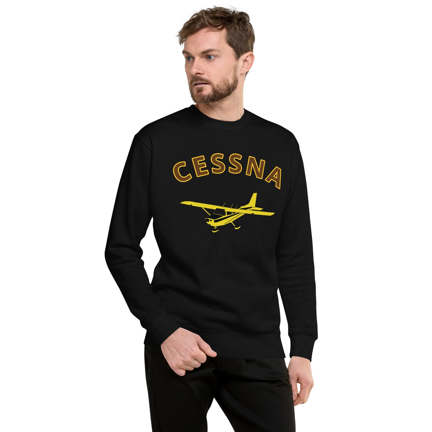 CESSNA 172 Skyhawk retro yellow  Printed Unisex Cozy Fleece Aviation Pullover