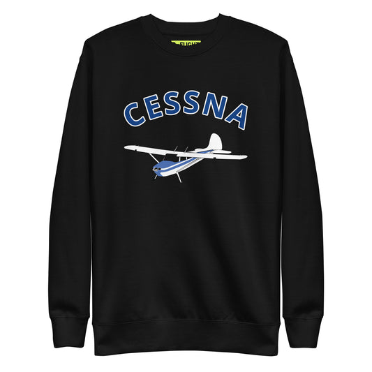 CESSNA 170 white -blue Printed Unisex Cozy Fleece Aviation Premium Sweatshirt