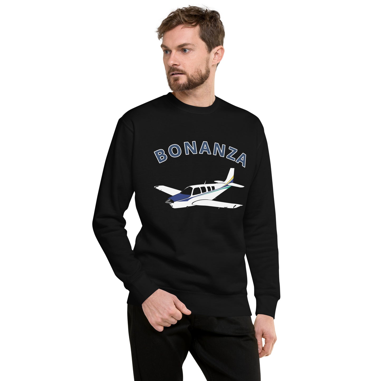 BONAZNA A36 Blue stripe Printed Unisex Cozy Fleece Aviation Premium Sweatshirt.