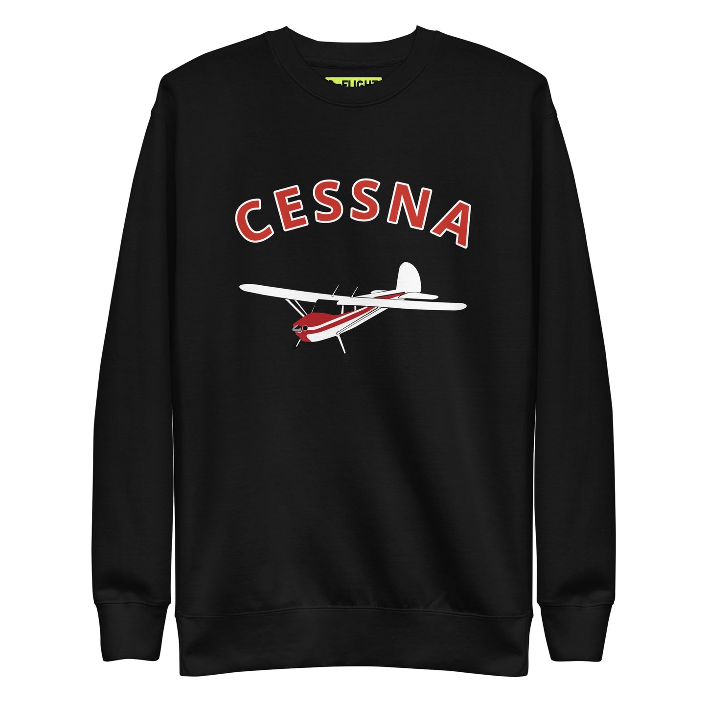 CESSNA 140 White-Red Printed Unisex Cozy Fleece Aviation Premium Sweatshirt