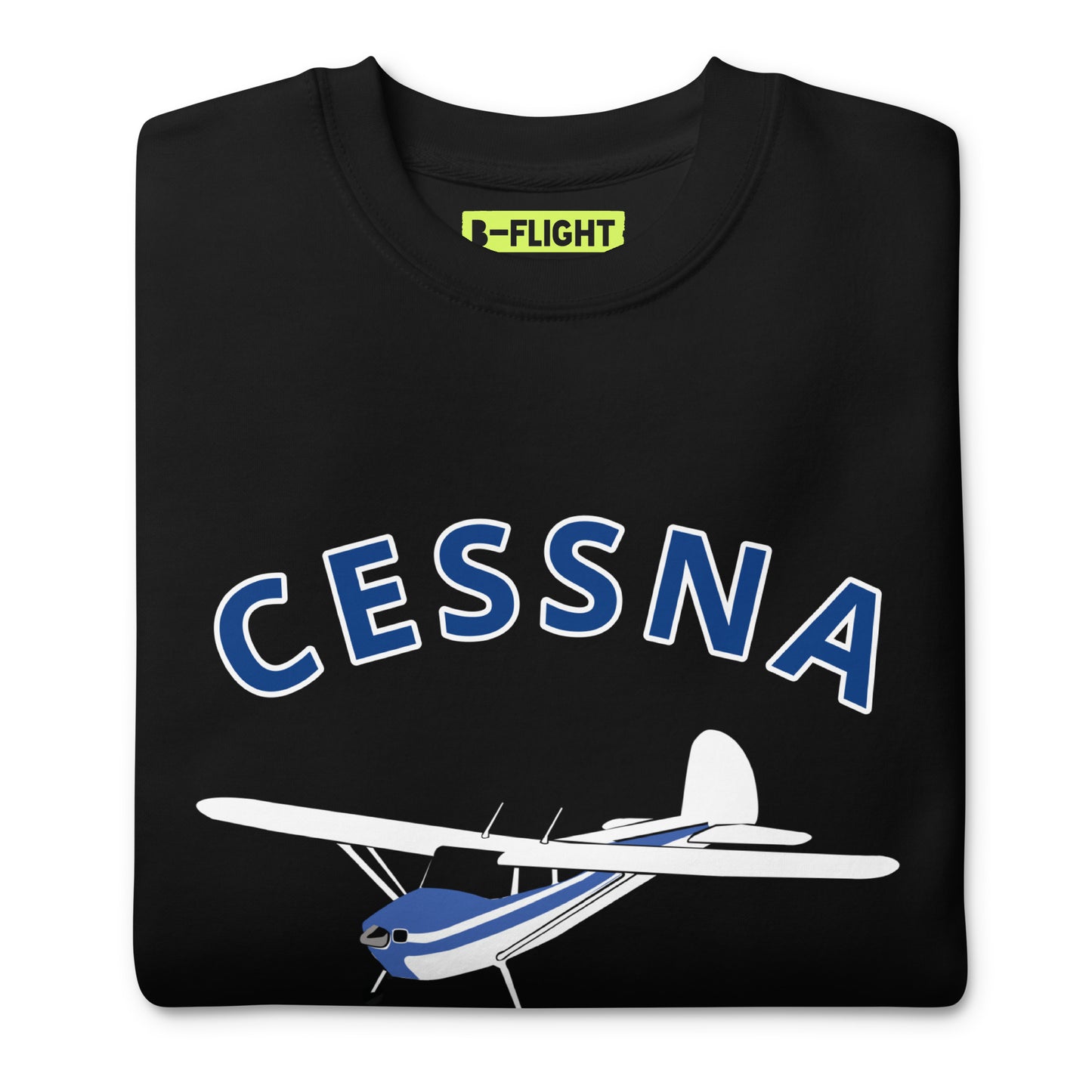 CESSNA 140 White-Blue Printed Unisex Cozy Fleece Aviation Premium Sweatshirt