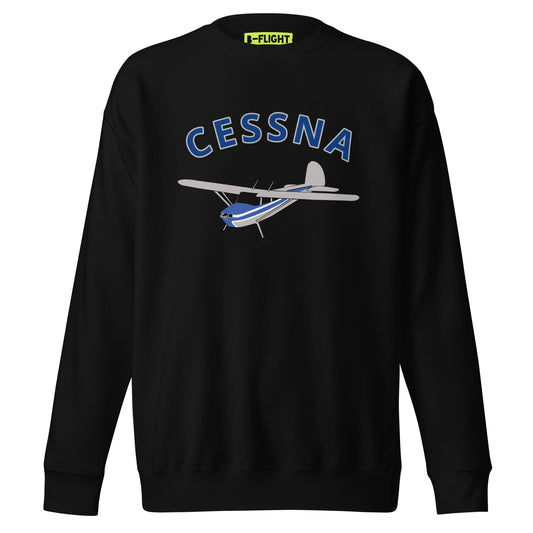 CESSNA 140 Polished grey -Blue Printed Unisex Cozy Fleece Aviation Premium Sweatshirt