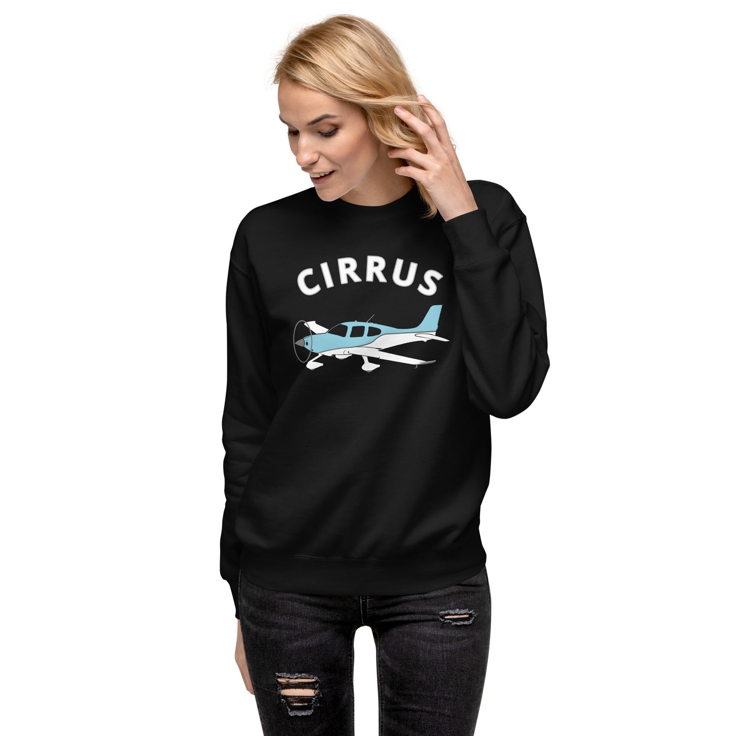 CIRRUS blue-white Printed Unisex Cozy Fleece Aviation Premium Sweatshirt