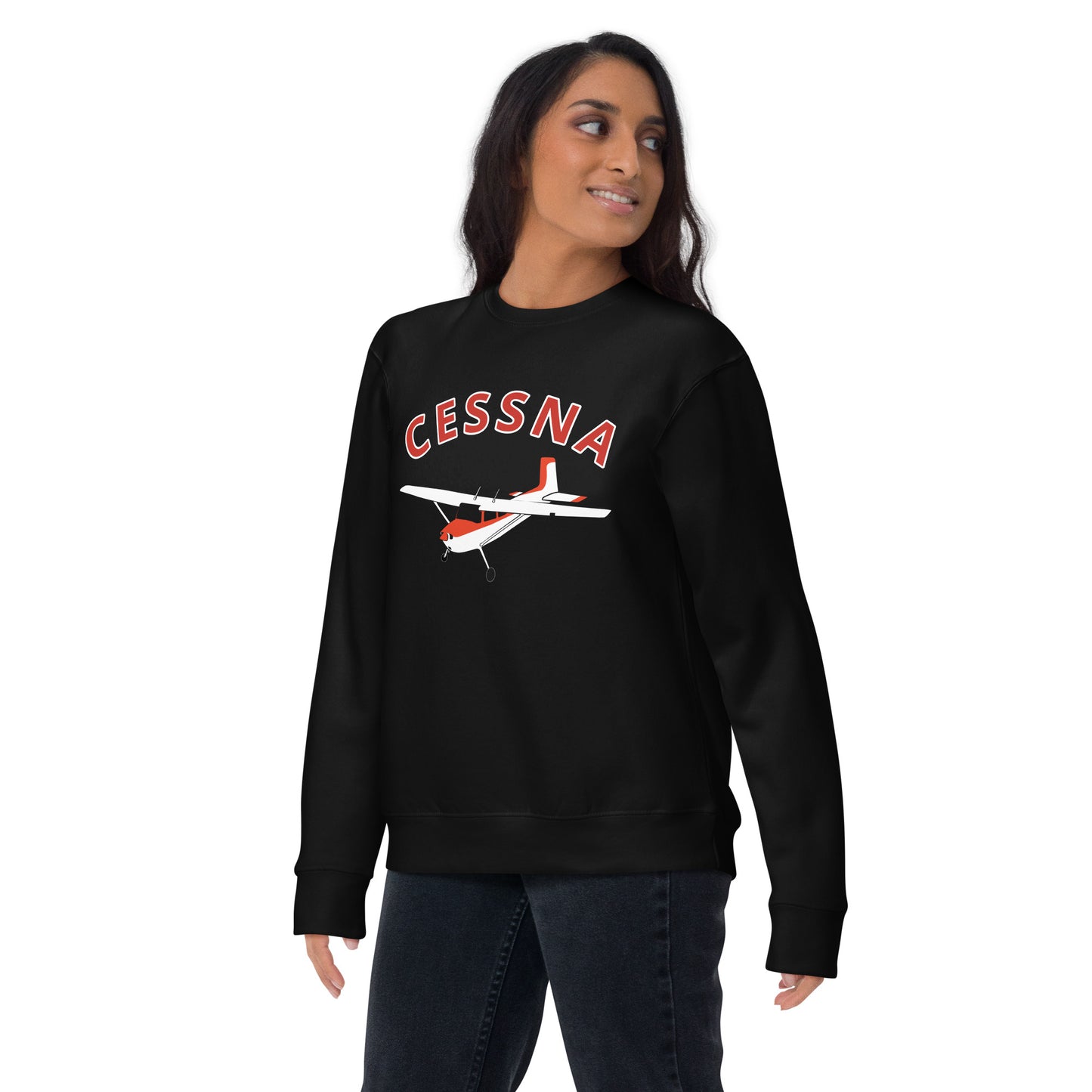 CESSNA 180 Skywagon Red-White  Printed Unisex Cozy Fleece Aviation Premium Sweatshirt