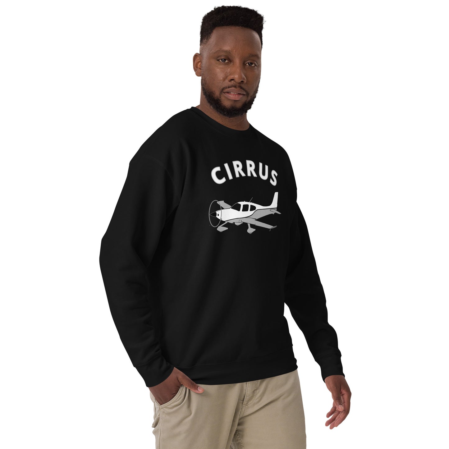 CIRRUS white-grey Printed Unisex Cozy Fleece Aviation Premium Sweatshirt