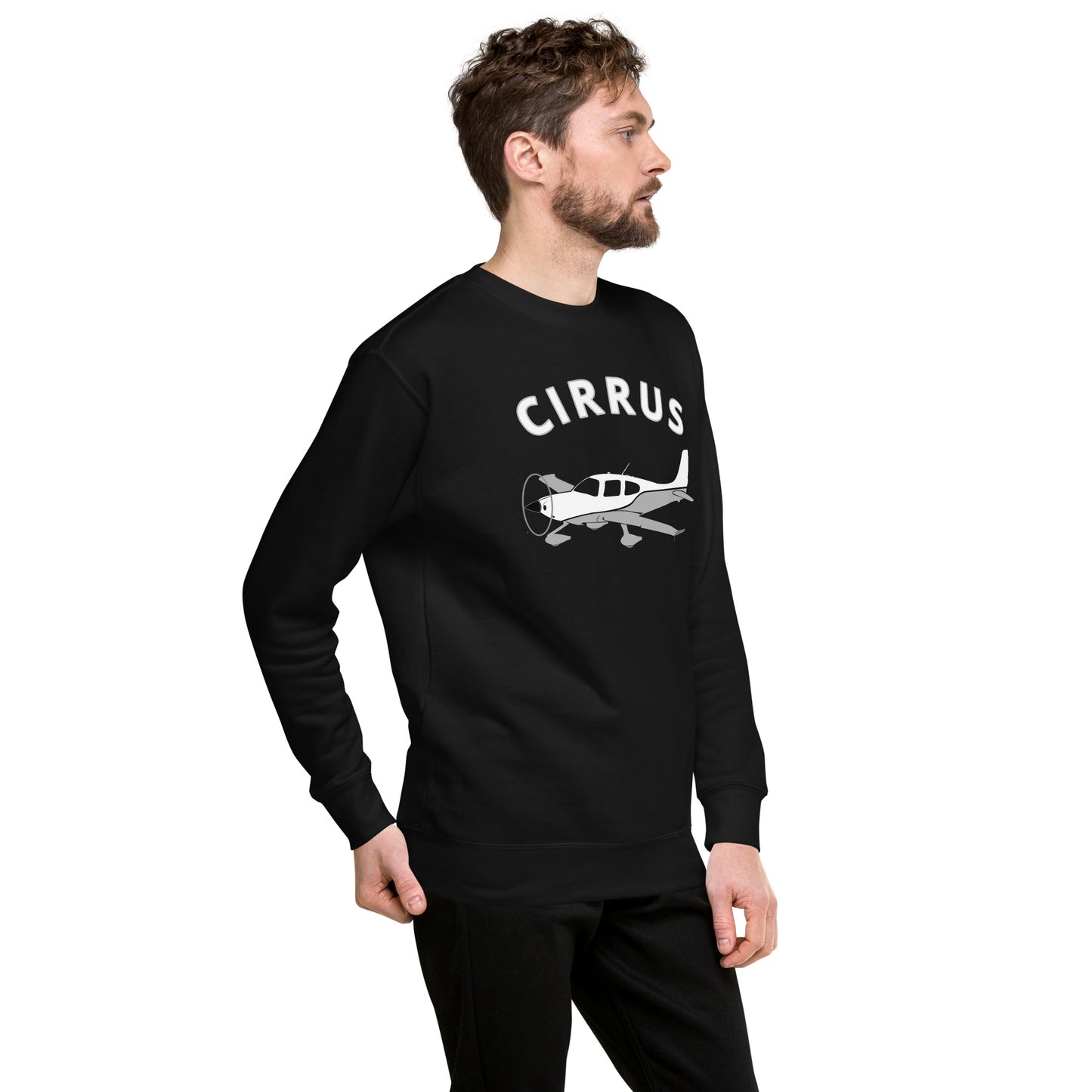 CIRRUS white-grey Printed Unisex Cozy Fleece Aviation Premium Sweatshirt