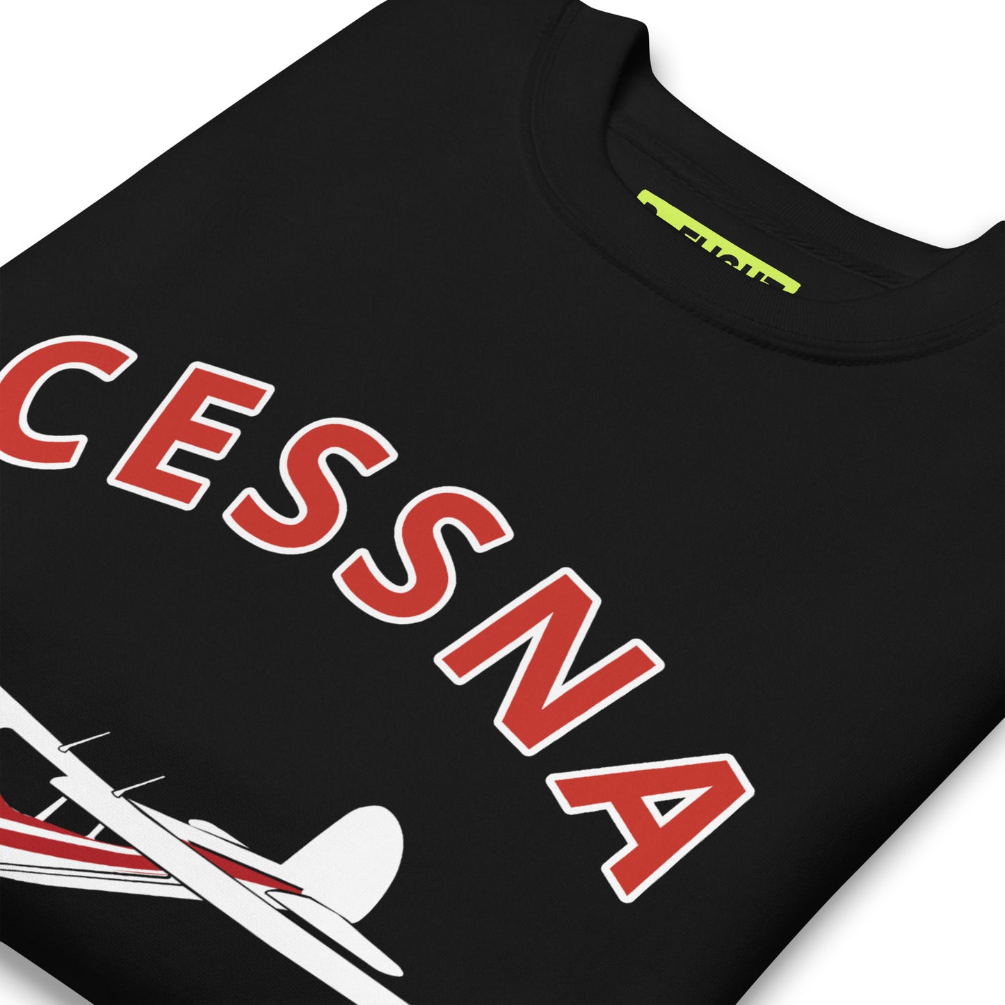 CESSNA 140 White-Red Printed Unisex Cozy Fleece Aviation Premium Sweatshirt