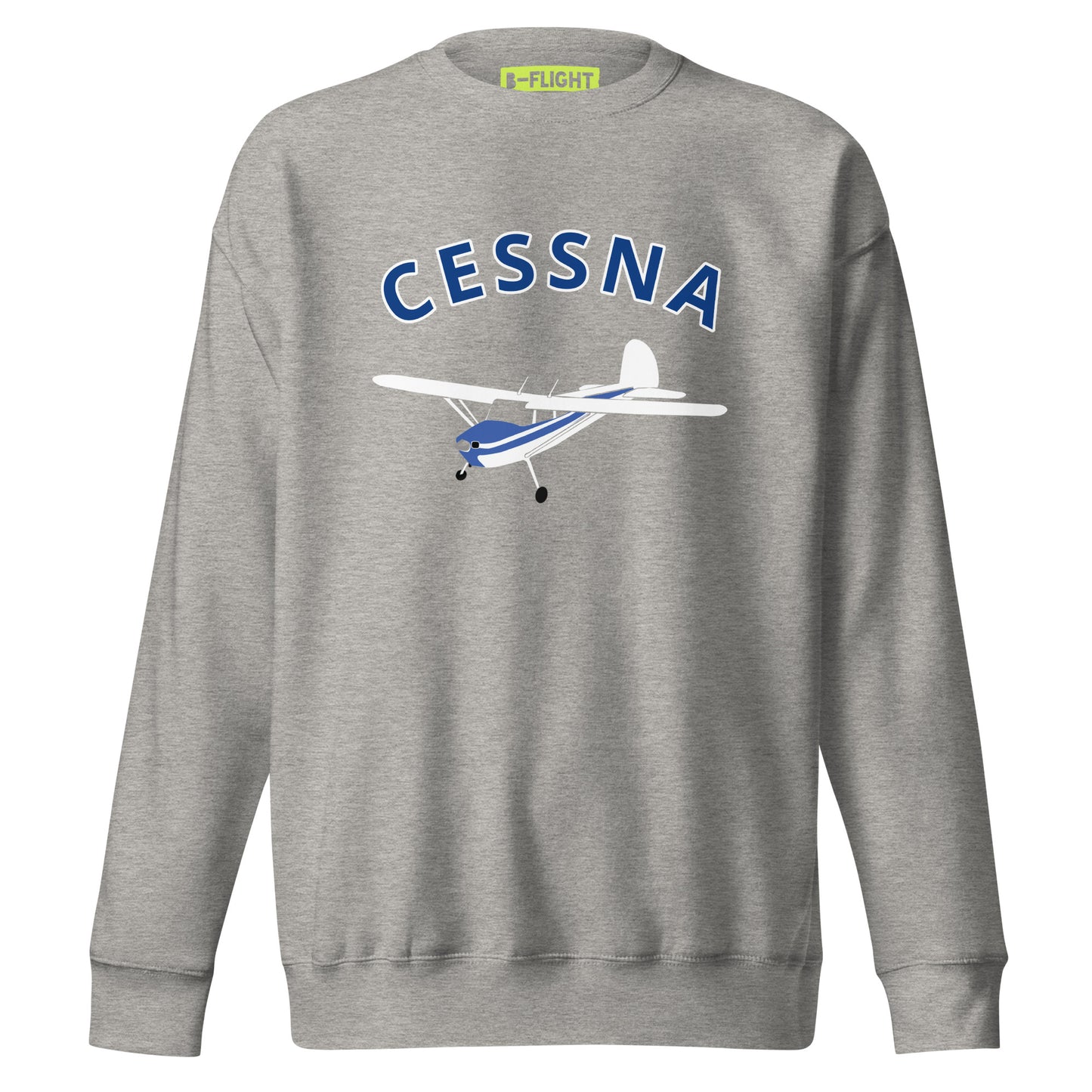 CESSNA 140 White-Blue Printed Unisex Cozy Fleece Aviation Premium Sweatshirt