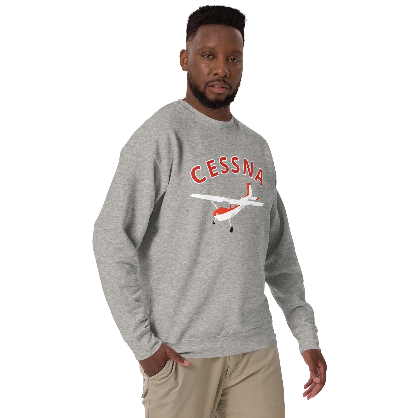 CESSNA 180 Skywagon Red-White  Printed Unisex Cozy Fleece Aviation Premium Sweatshirt