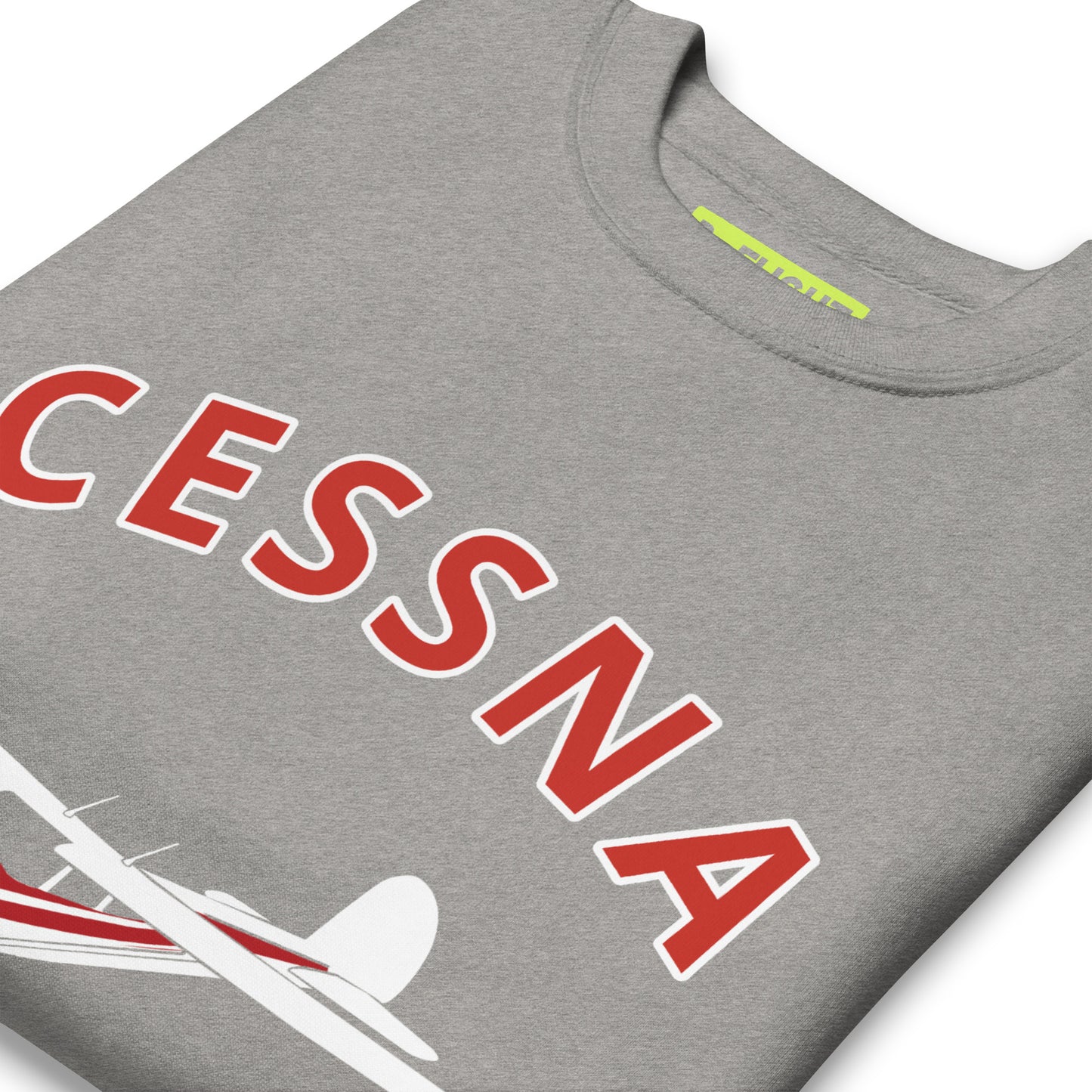 CESSNA 140 White-Red Printed Unisex Cozy Fleece Aviation Premium Sweatshirt