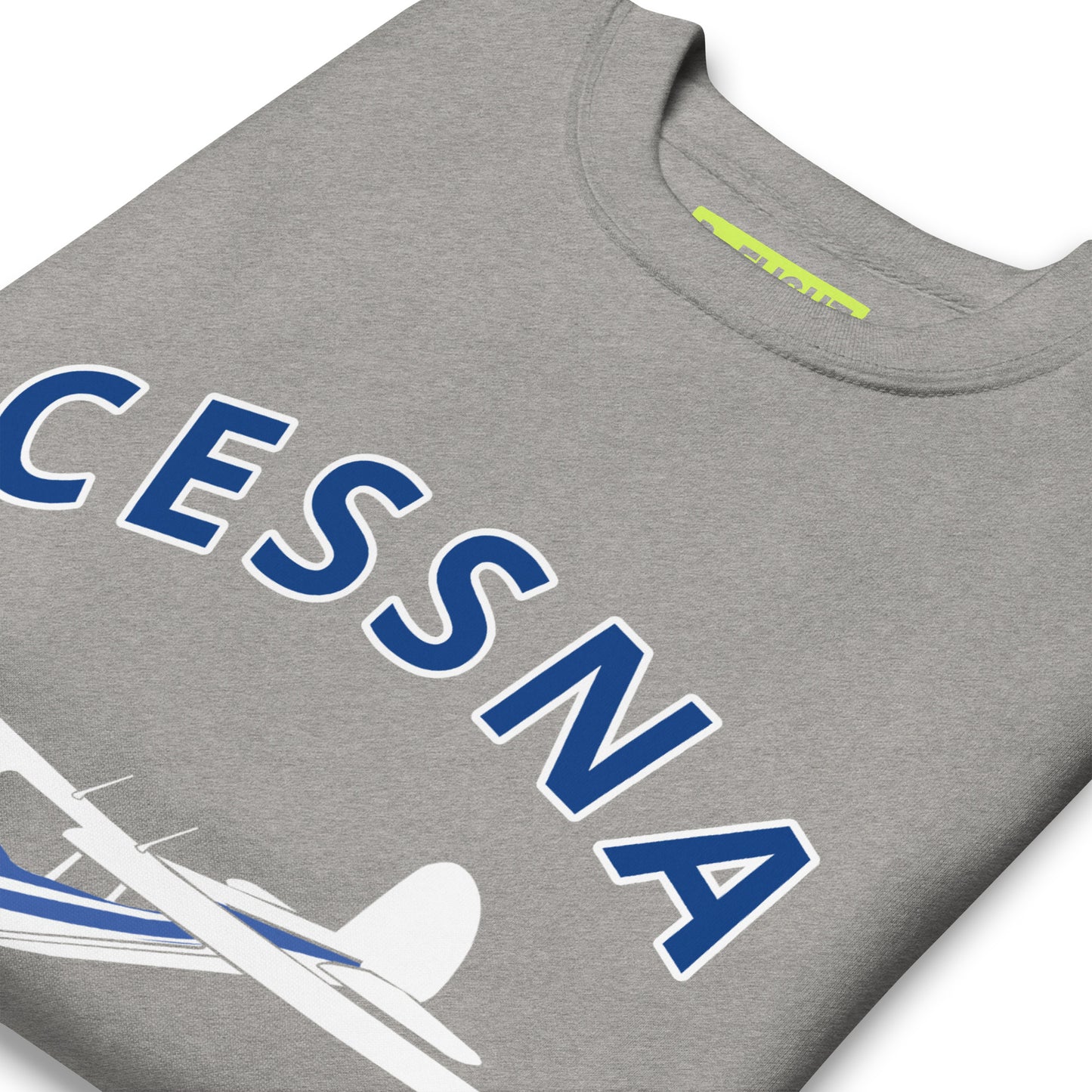 CESSNA 140 White-Blue Printed Unisex Cozy Fleece Aviation Premium Sweatshirt