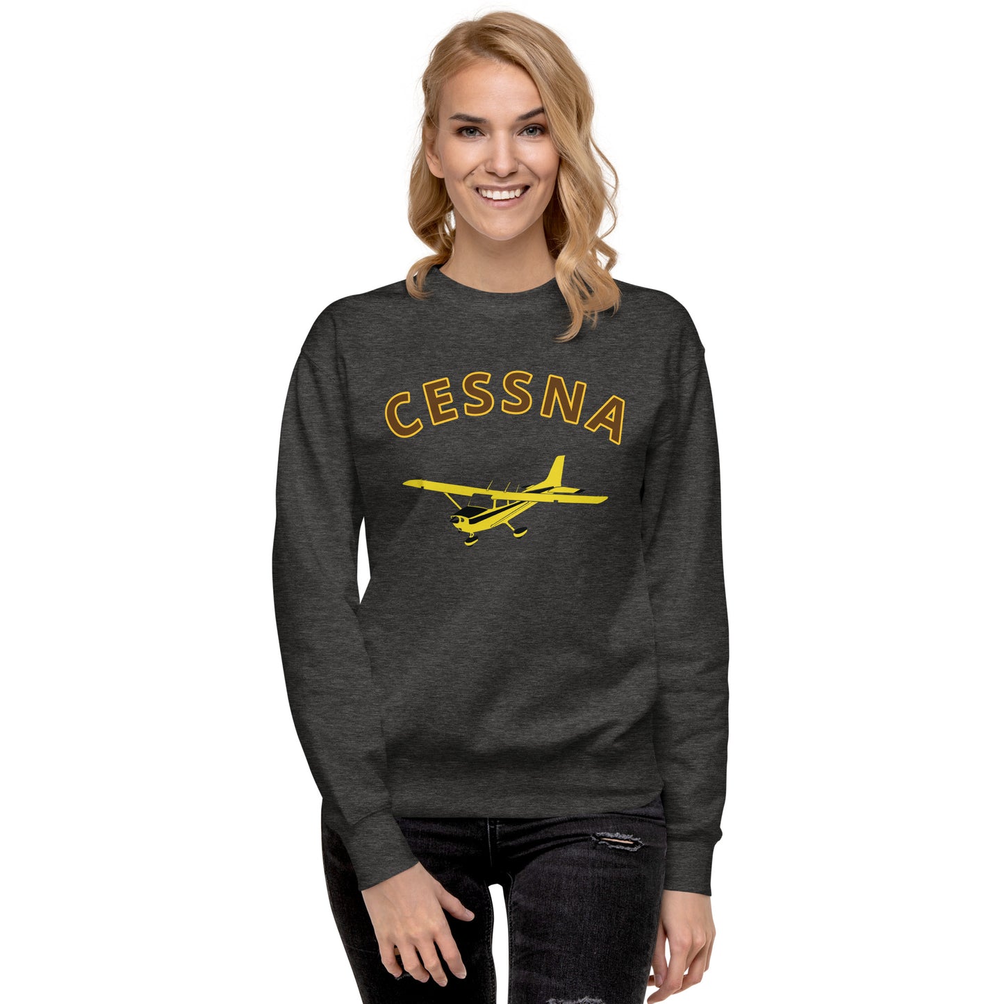 CESSNA 172 Skyhawk retro yellow  Printed Unisex Cozy Fleece Aviation Pullover