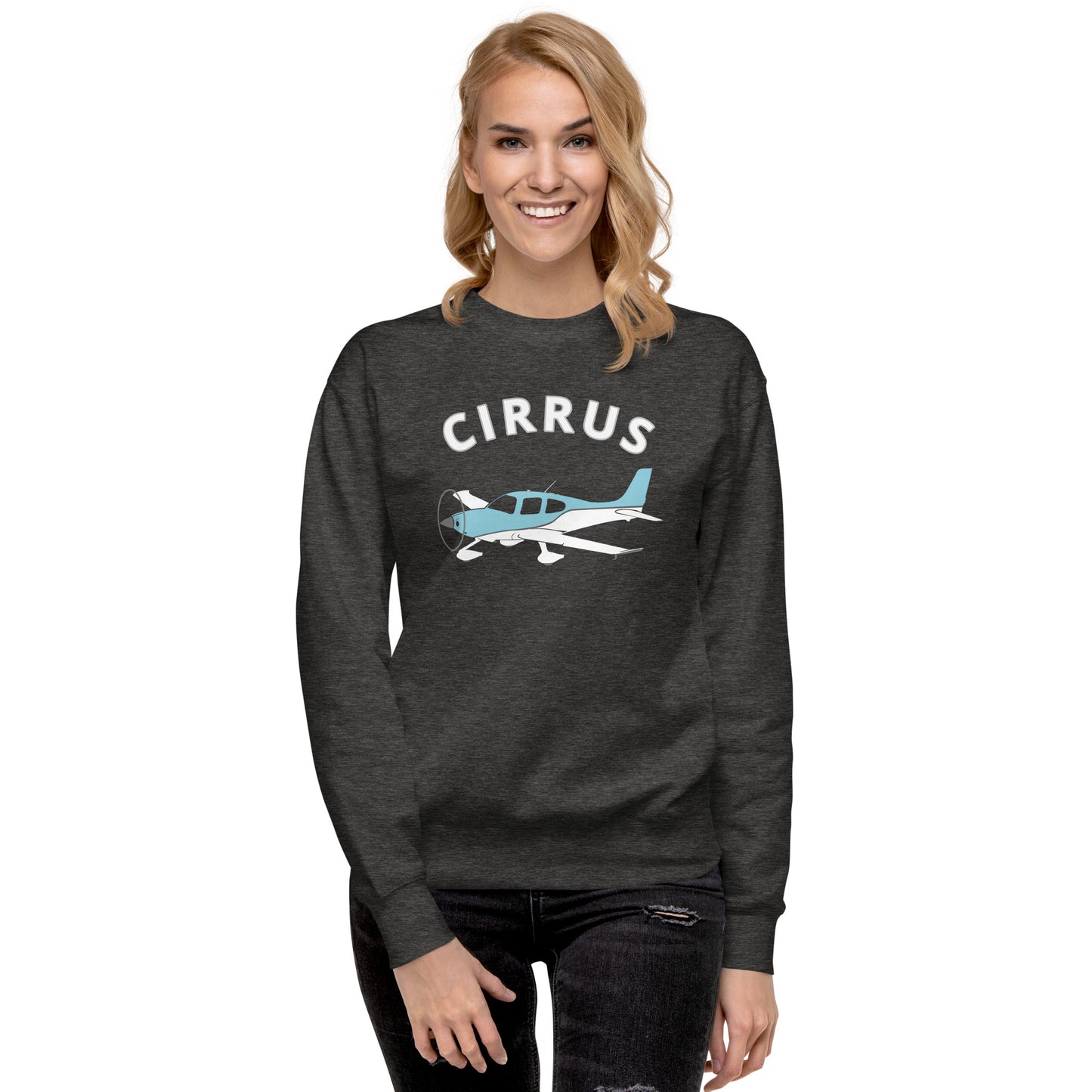 CIRRUS blue-white Printed Unisex Cozy Fleece Aviation Premium Sweatshirt