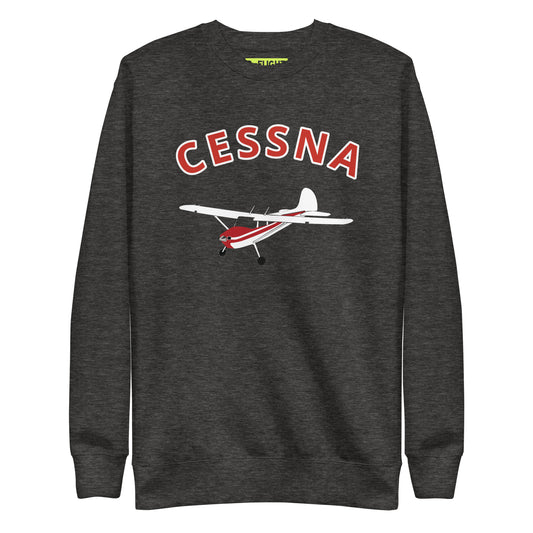 CESSNA 170 White-Red Printed Unisex Cozy Fleece Aviation Premium Sweatshirt