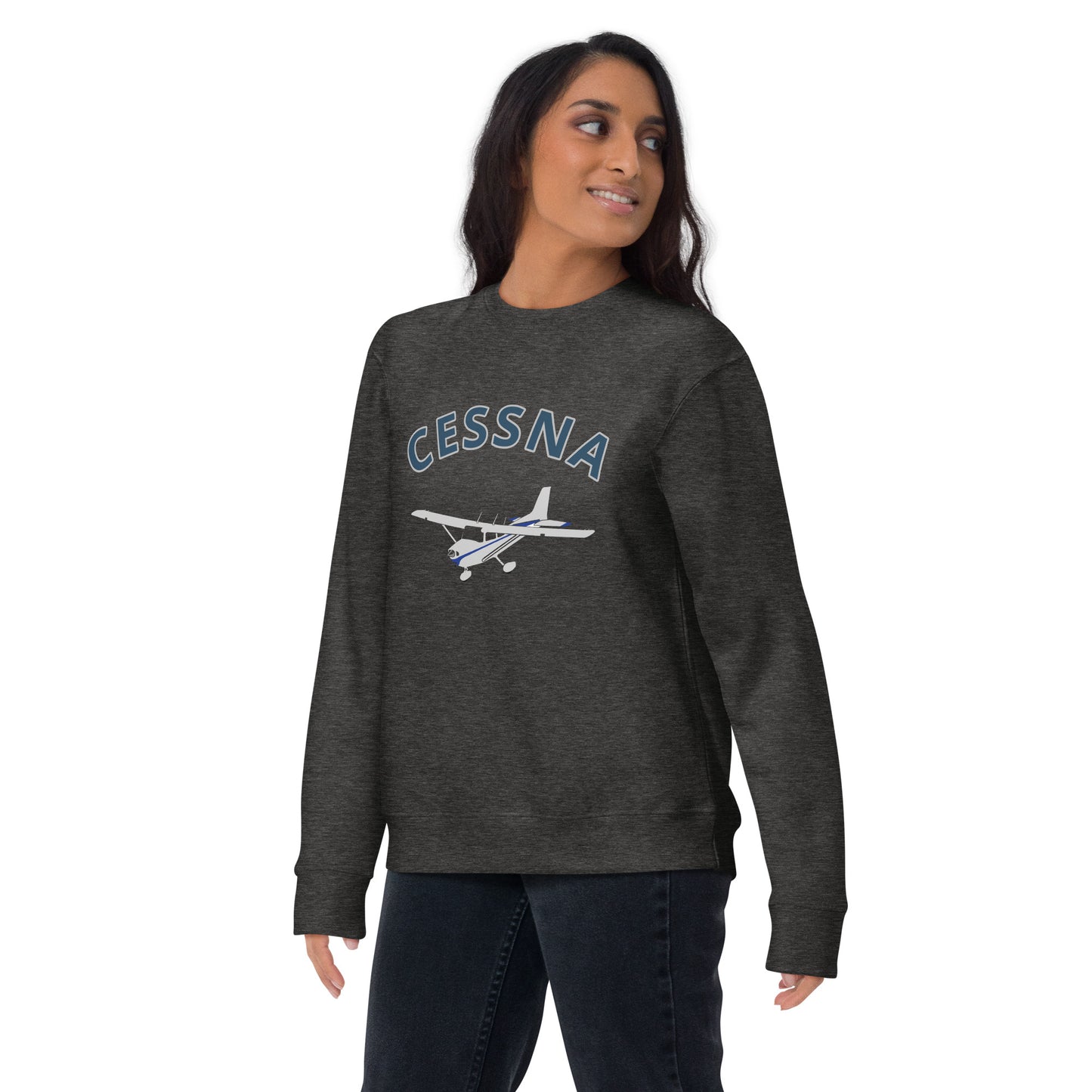 CESSNA 172 Skyhawk polished grey-blue  Printed Unisex Cozy Fleece Aviation Pullover