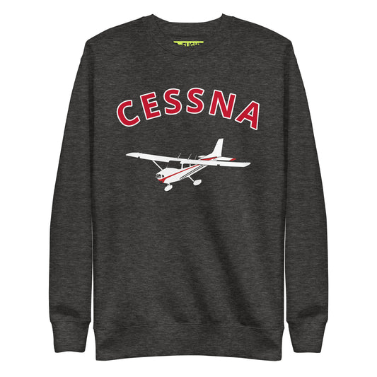 CESSNA 172 Skyhawk White - Red  Printed Unisex Cozy Fleece Aviation Pullover