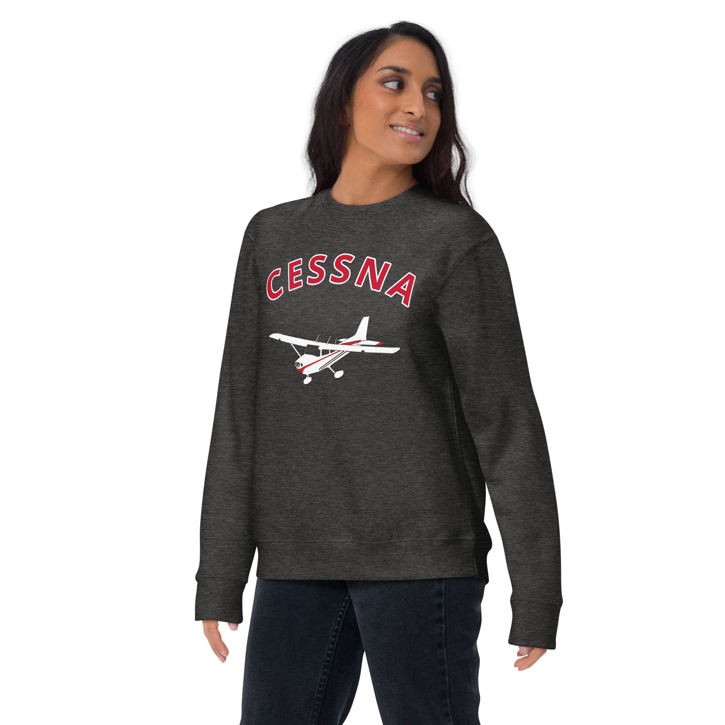 CESSNA 172 Skyhawk White - Red  Printed Unisex Cozy Fleece Aviation Pullover