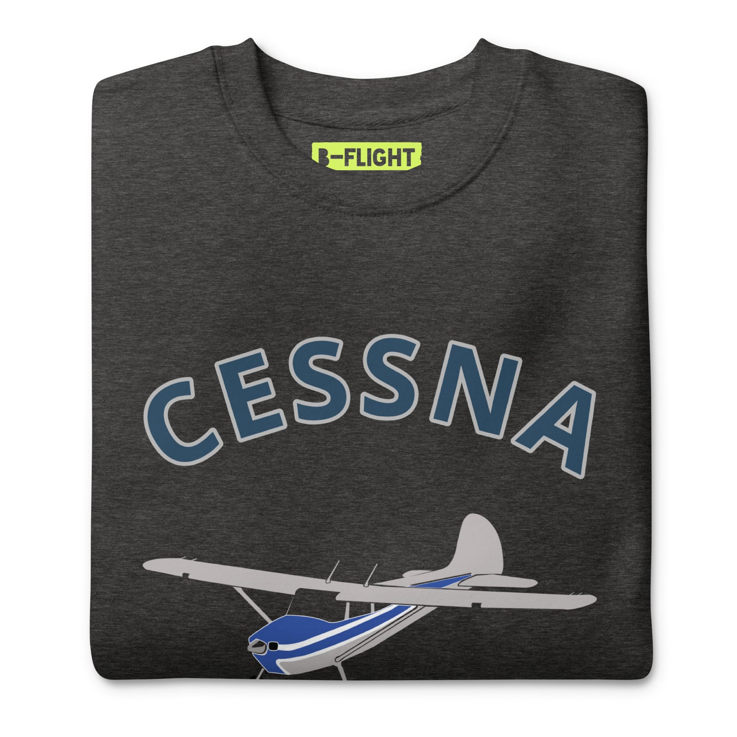 CESSNA 170 Polished grey -blue Printed Unisex Cozy Fleece Aviation Premium Sweatshirt.