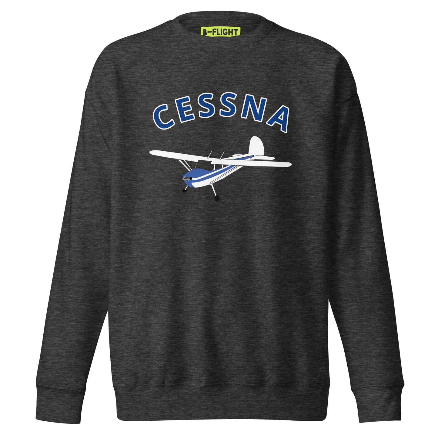 CESSNA 140 White-Blue Printed Unisex Cozy Fleece Aviation Premium Sweatshirt