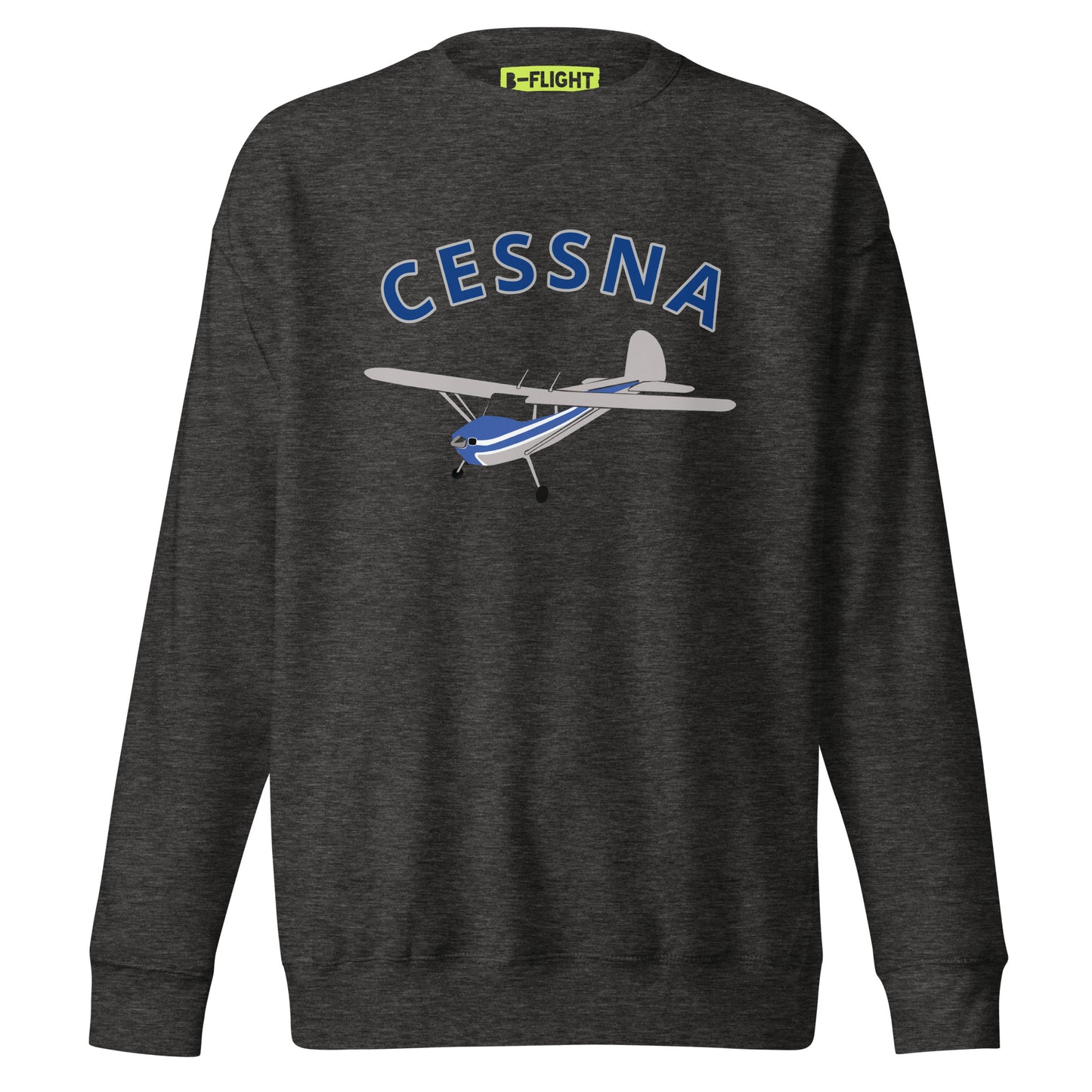 CESSNA 140 Polished grey -Blue Printed Unisex Cozy Fleece Aviation Premium Sweatshirt