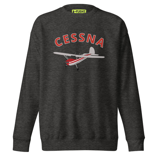 CESSNA 140 Polished grey -red Printed Unisex Cozy Fleece Aviation Premium Sweatshirt
