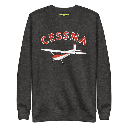 CESSNA 180 Skywagon Red-White  Printed Unisex Cozy Fleece Aviation Premium Sweatshirt