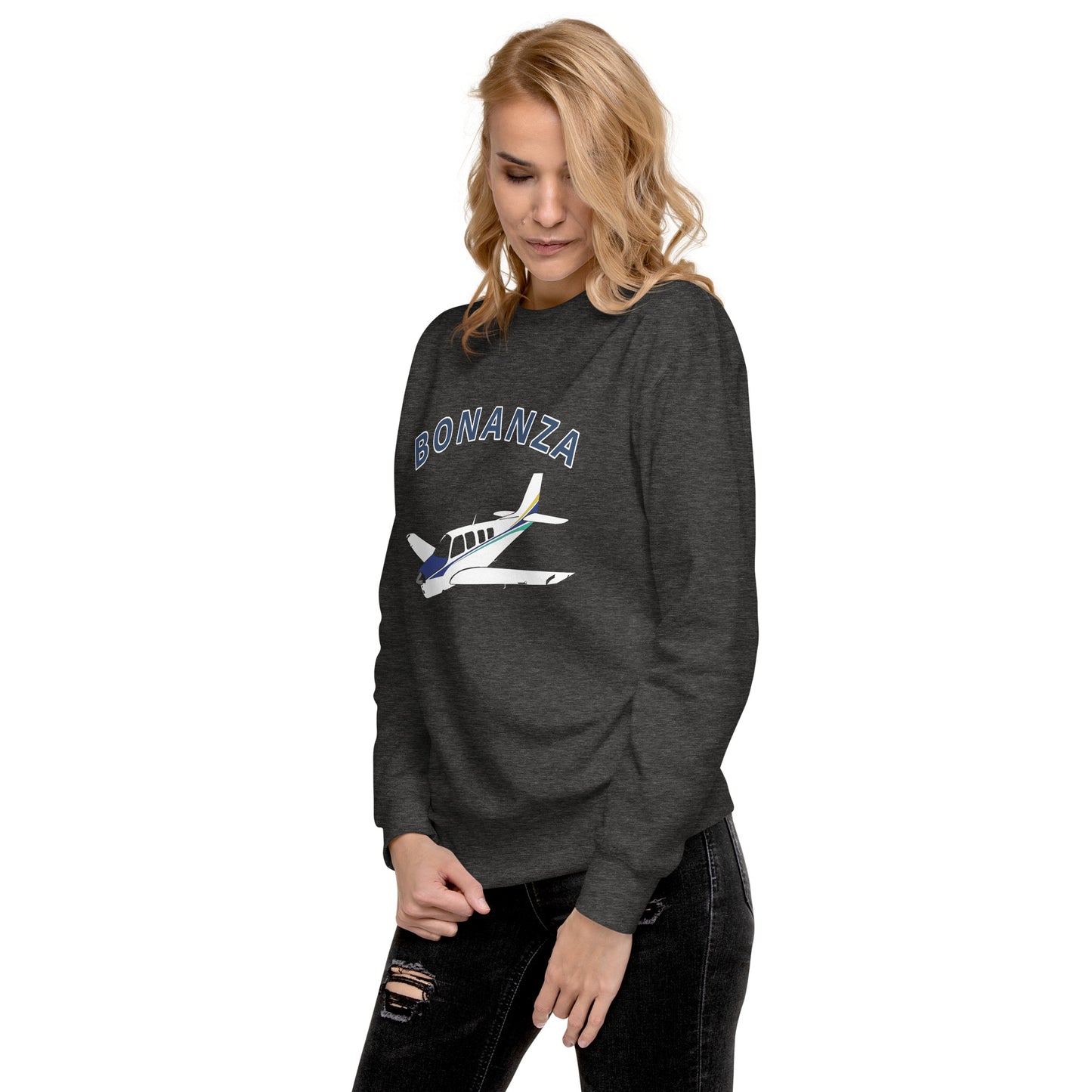 BONAZNA A36 Blue stripe Printed Unisex Cozy Fleece Aviation Premium Sweatshirt.