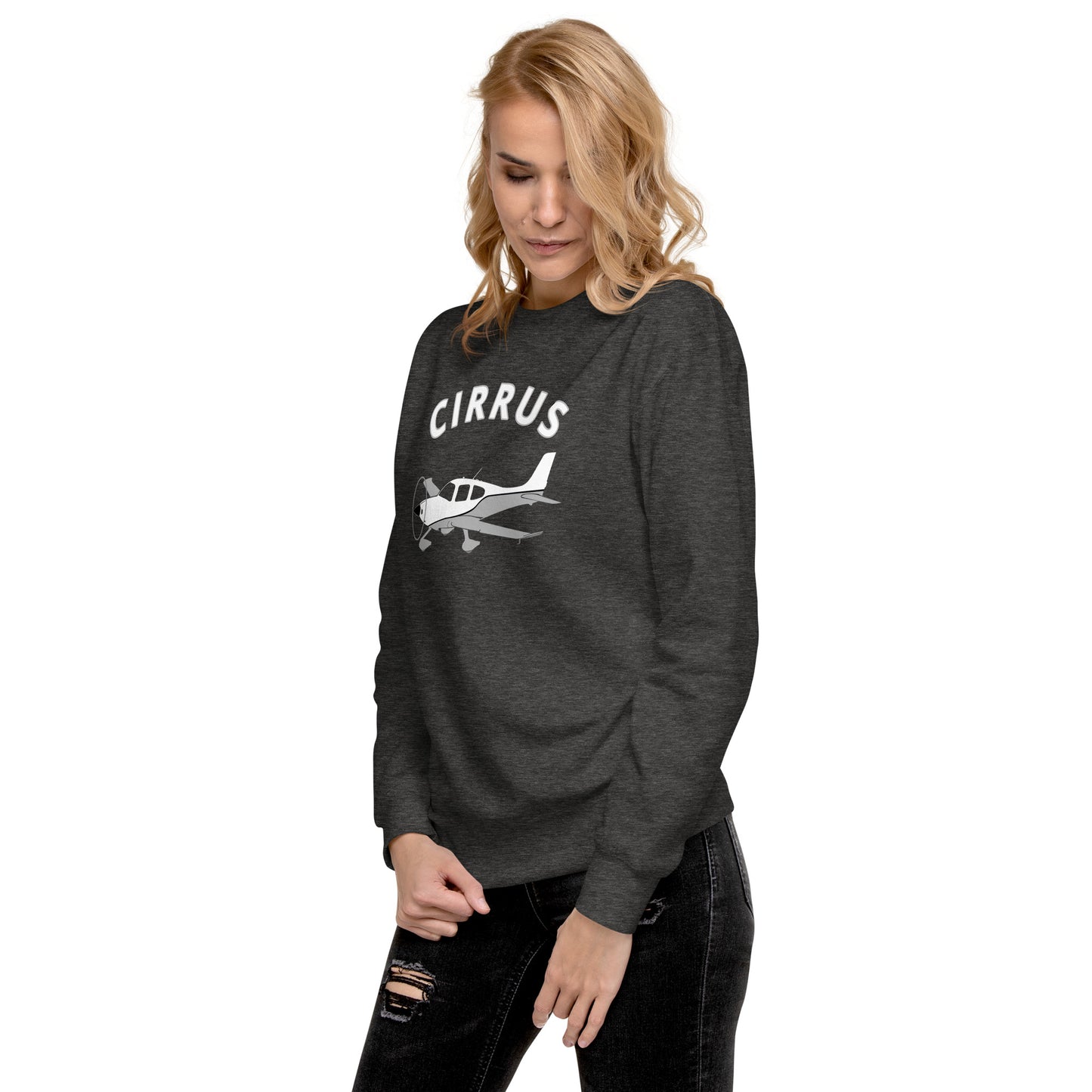 CIRRUS white-grey Printed Unisex Cozy Fleece Aviation Premium Sweatshirt