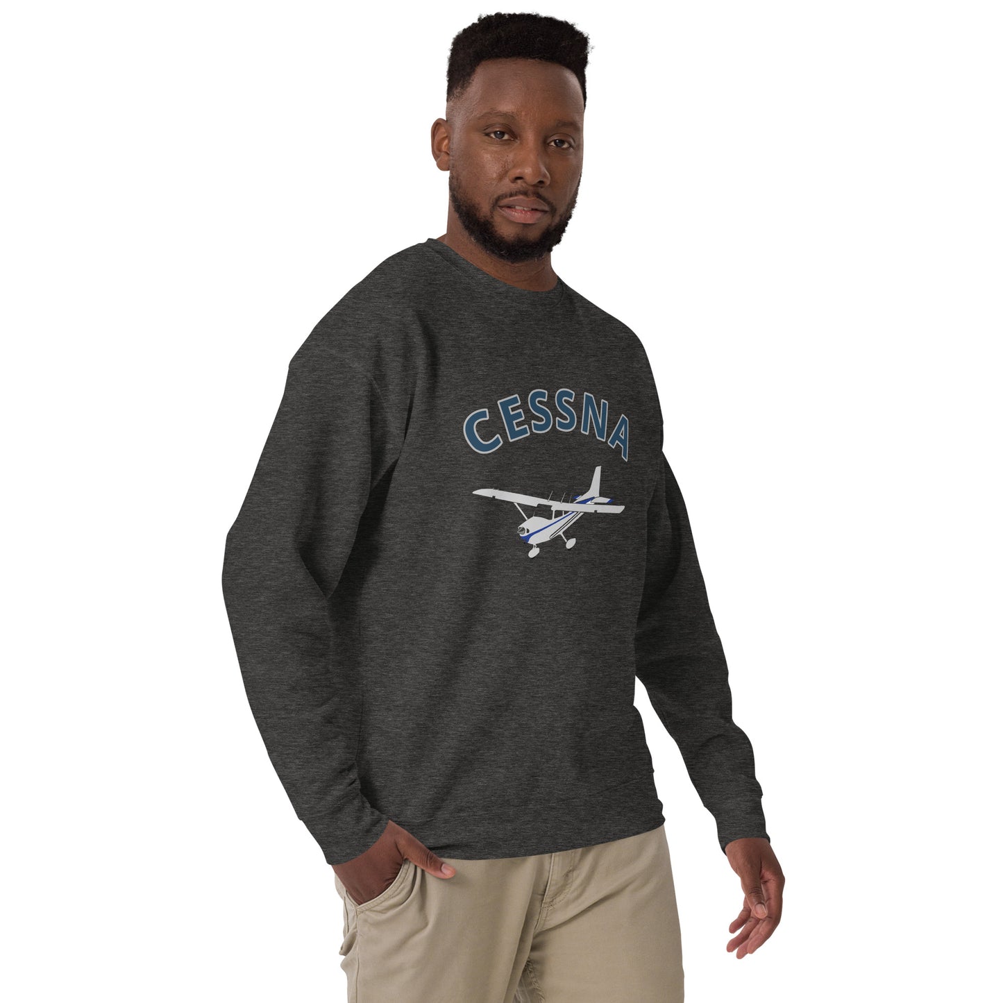 CESSNA 172 Skyhawk polished grey-blue  Printed Unisex Cozy Fleece Aviation Pullover