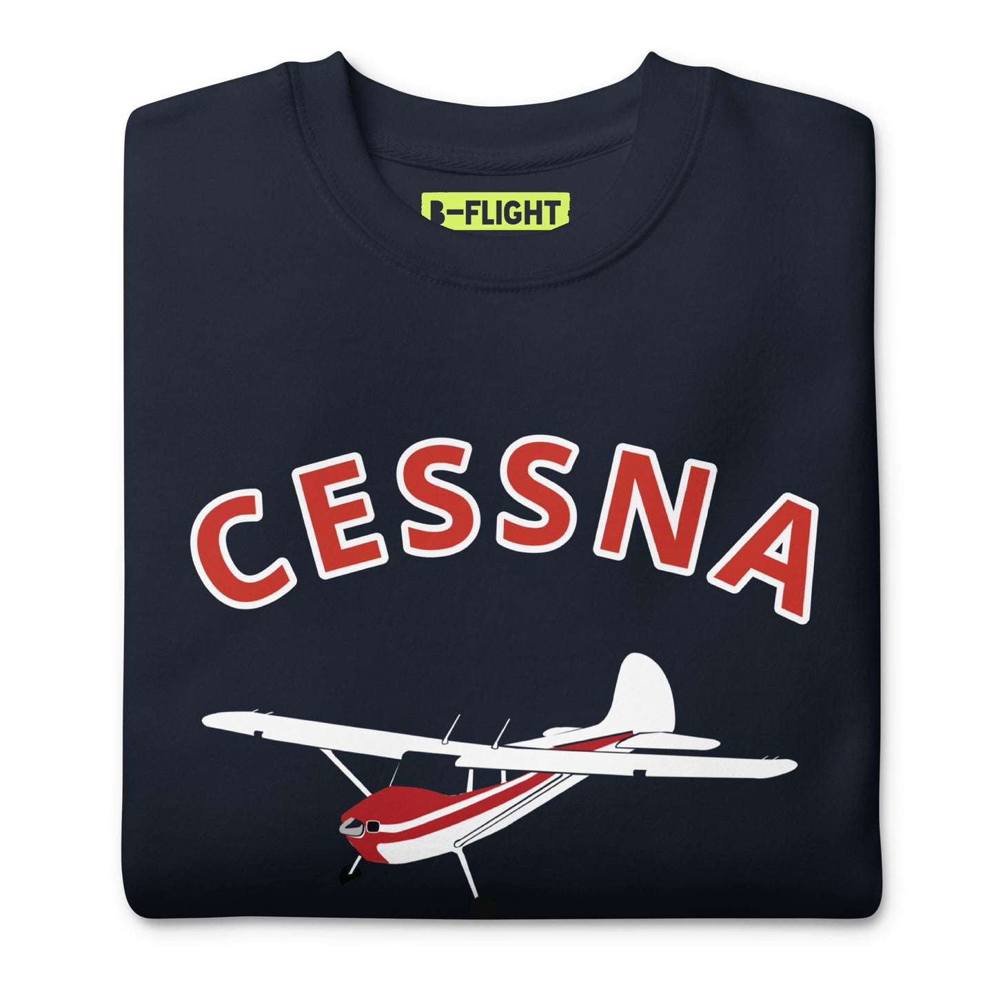 CESSNA 170 White-Red Printed Unisex Cozy Fleece Aviation Premium Sweatshirt