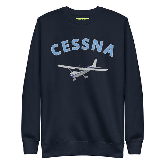 CESSNA 172 Skyhawk polished grey -blue  Printed Unisex Cozy Fleece Aviation Premium Sweatshirt