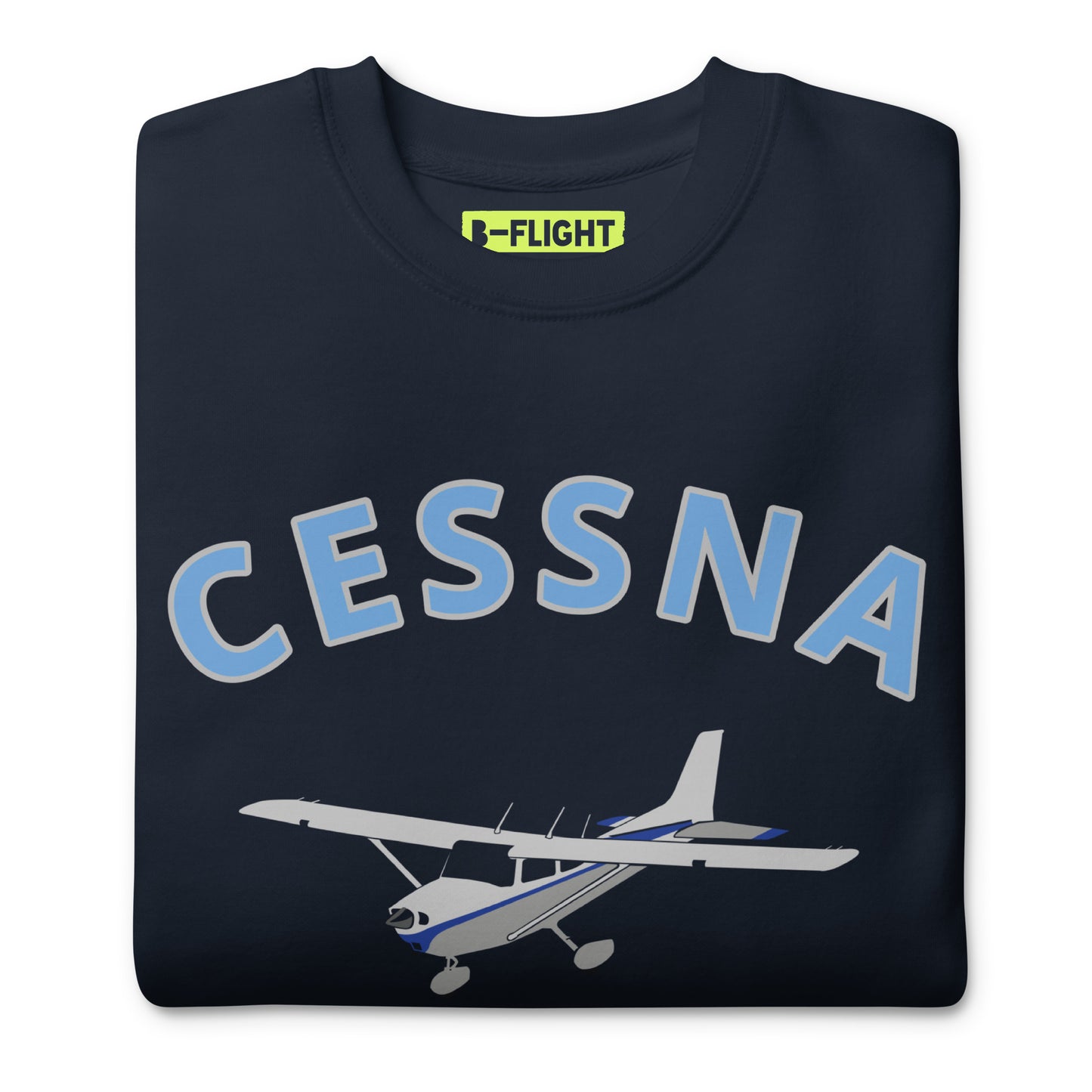 CESSNA 172 Skyhawk polished grey -blue  Printed Unisex Cozy Fleece Aviation Premium Sweatshirt