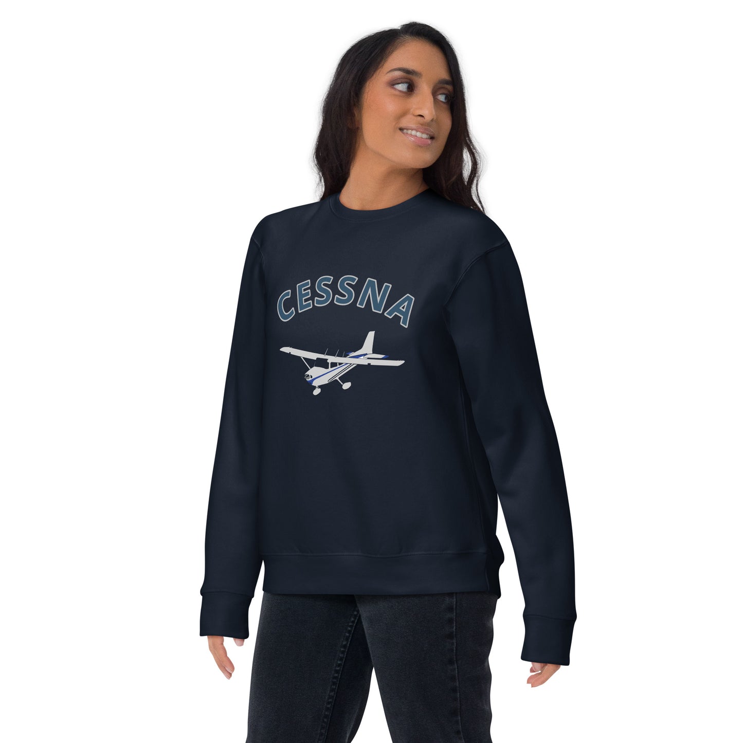 CESSNA 172 Skyhawk polished grey-blue  Printed Unisex Cozy Fleece Aviation Pullover