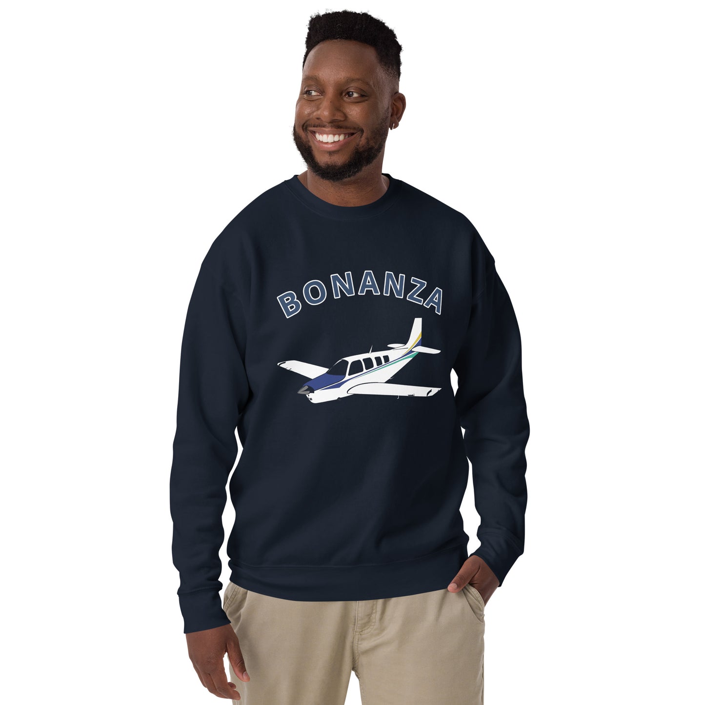 BONAZNA A36 Blue stripe Printed Unisex Cozy Fleece Aviation Premium Sweatshirt.