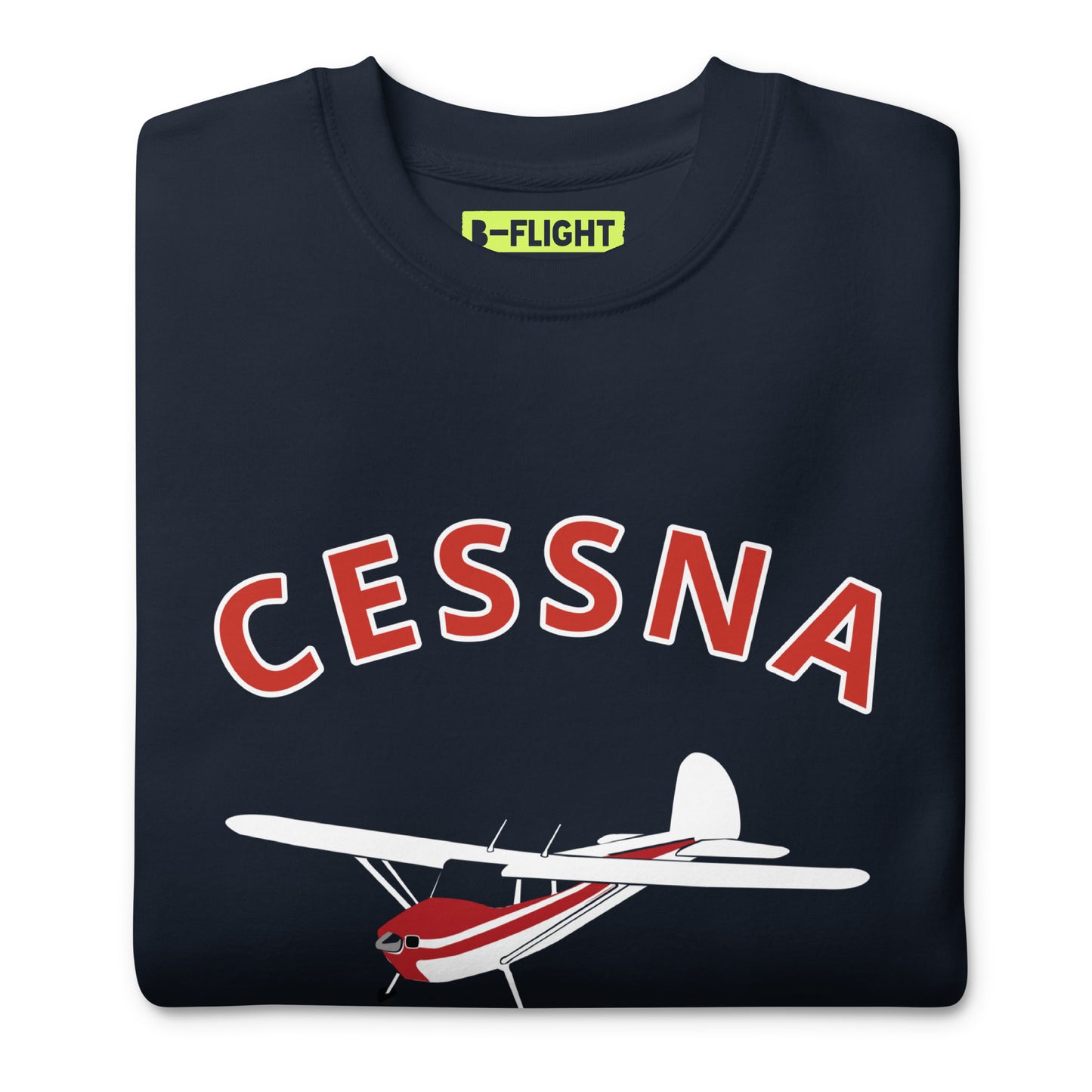 CESSNA 140 White-Red Printed Unisex Cozy Fleece Aviation Premium Sweatshirt