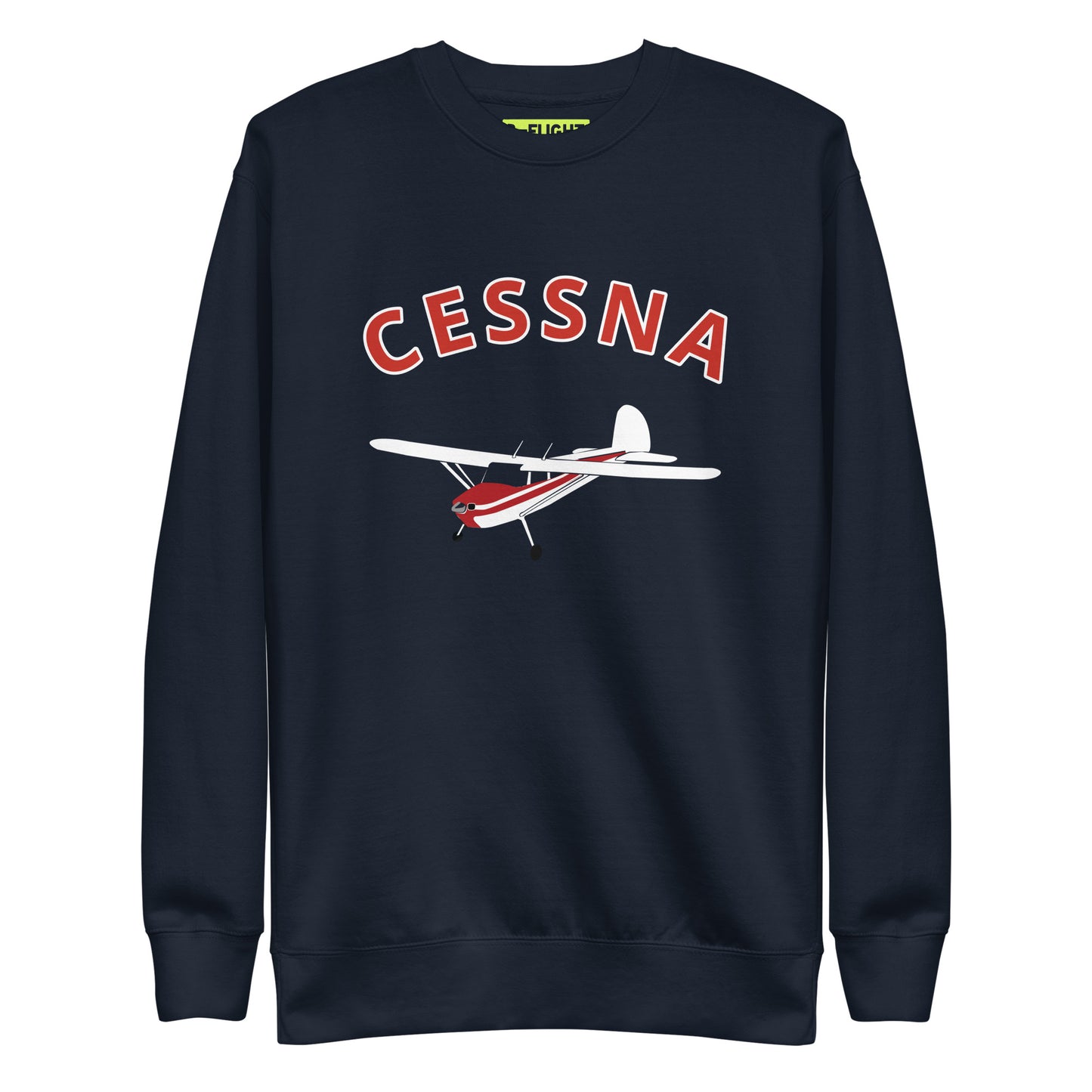 CESSNA 140 White-Red Printed Unisex Cozy Fleece Aviation Premium Sweatshirt